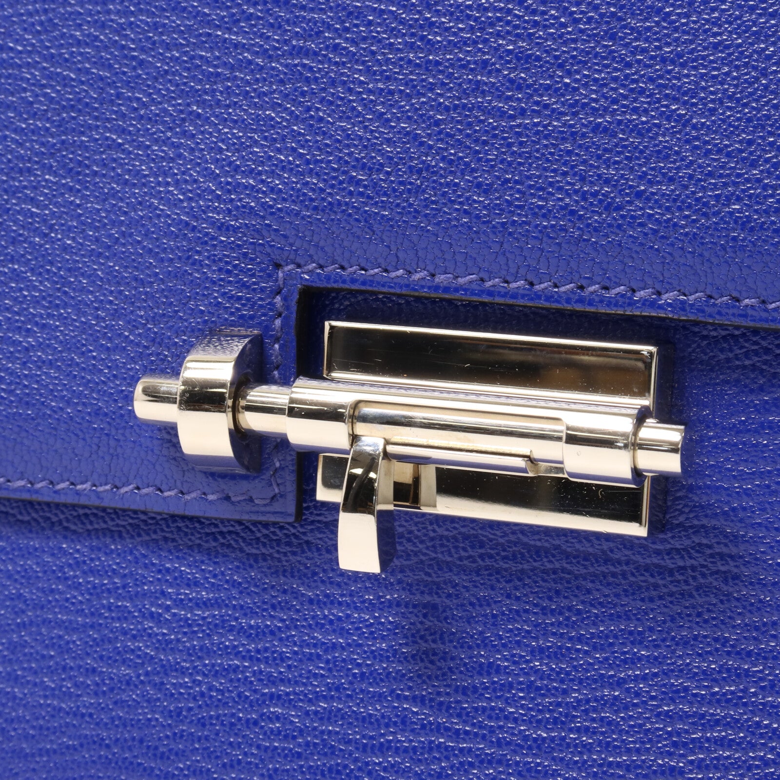 HERMES Chevre皮革Verron Mini鏈帶肩背袋Bleu Electrique