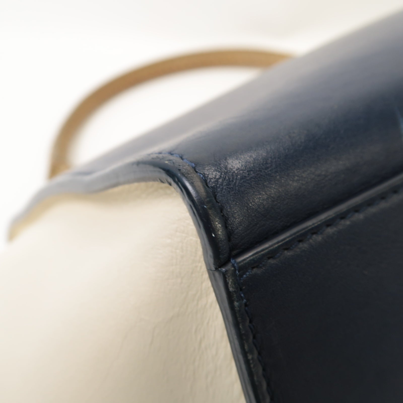 CELINE 【激減優惠】牛皮皮革/蛇皮皮革Trapeze 2 Way Shoulder金扣手挽肩背兩用袋深藍色/白色/淺啡色