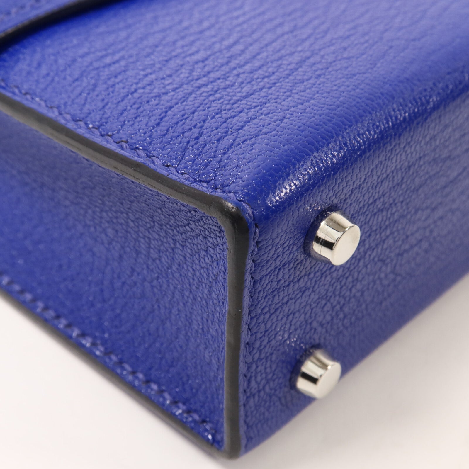 HERMES Chevre皮革Verron Mini鏈帶肩背袋Bleu Electrique
