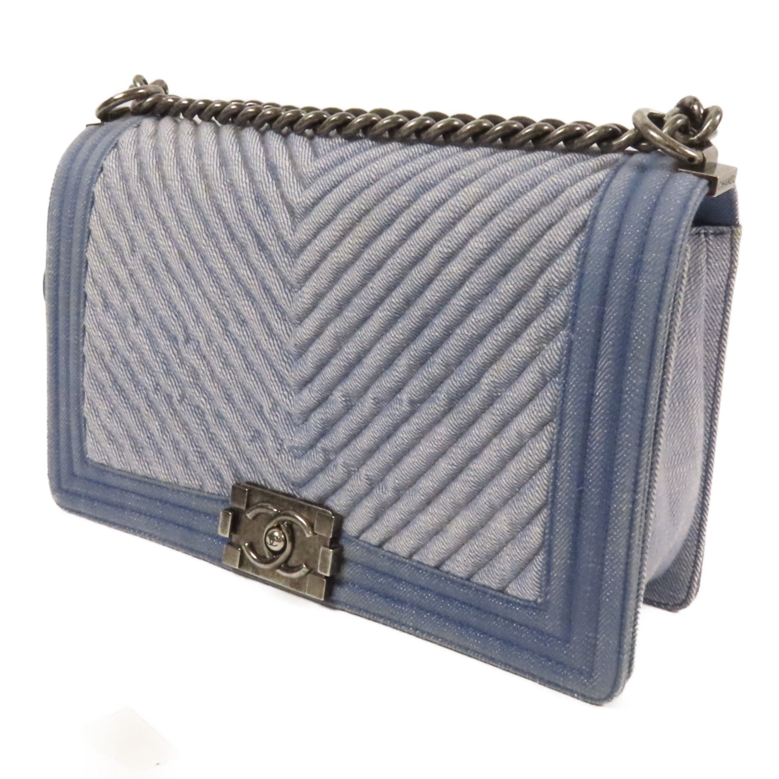 CHANEL Denim Boy 28鏈帶肩背袋