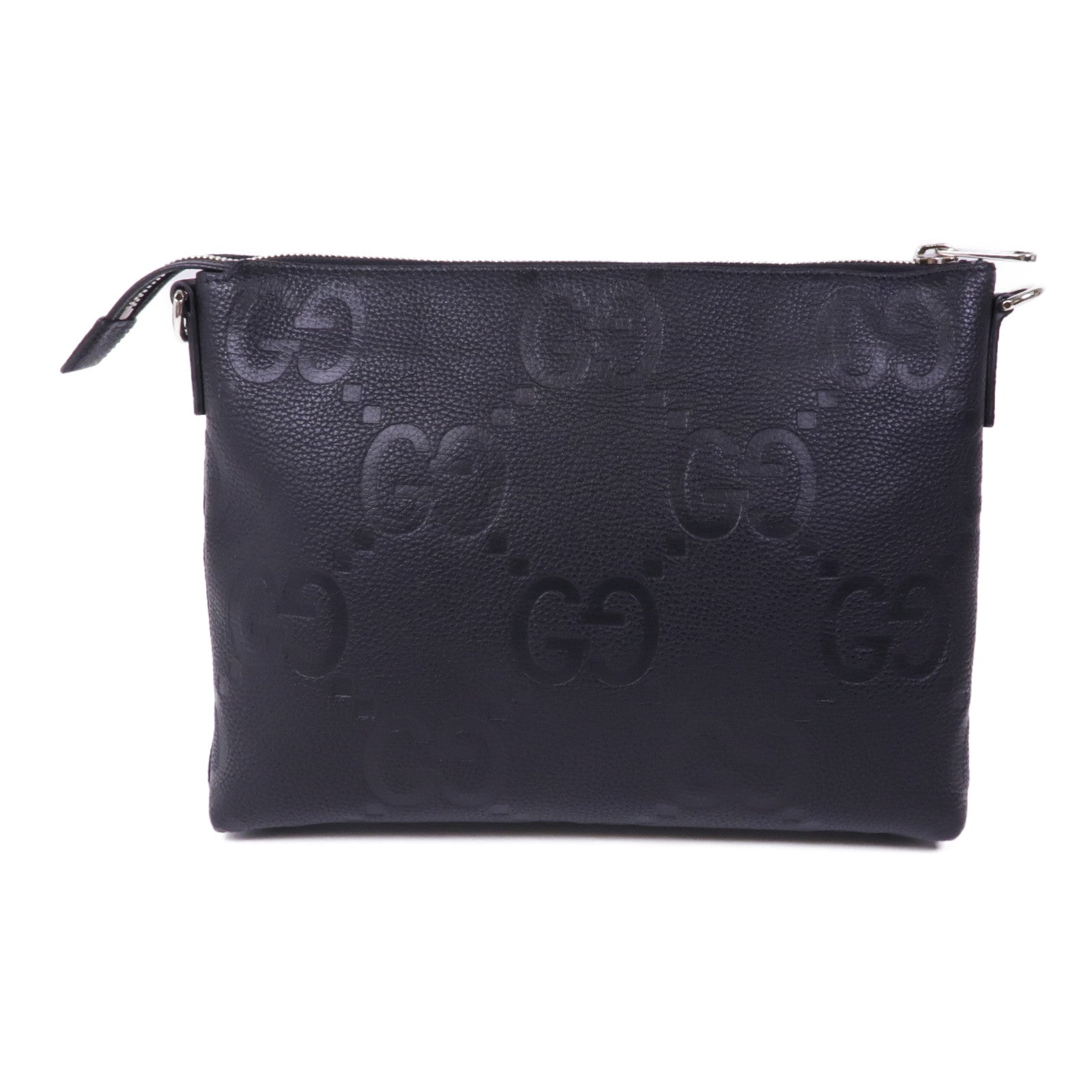 GUCCI 牛皮皮革Jumbo GG銀扣手挽肩背兩用袋