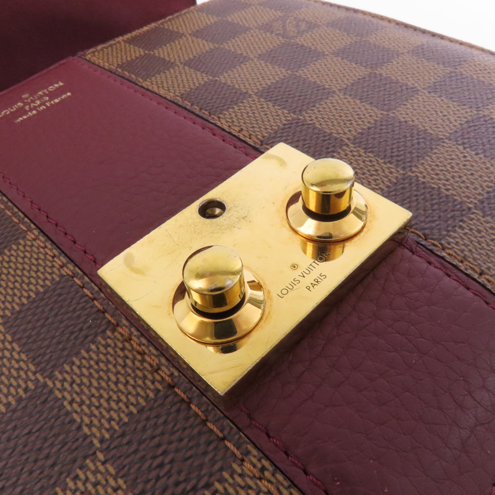 LOUIS VUITTON Damier Ebene Wight金扣鏈帶肩背袋