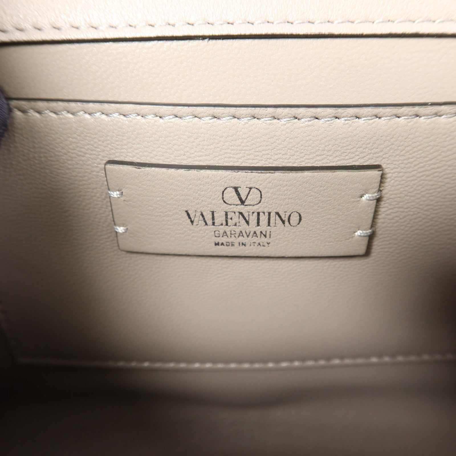 Valentino 牛皮皮革/水晶2 Way Shoulder Bag銀扣手挽肩背兩用袋