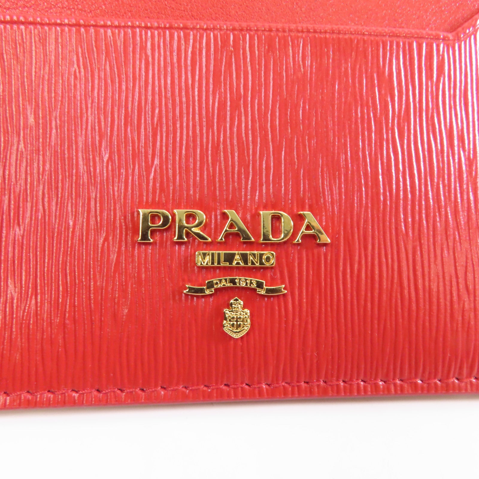 PRADA 牛皮皮革Card Case金扣卡片套紅色