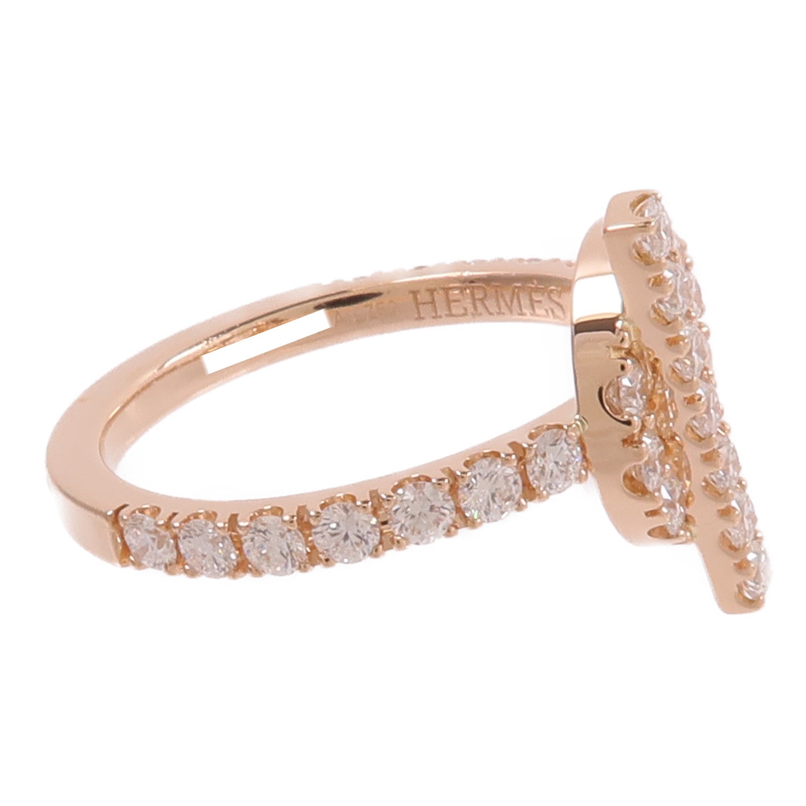 HERMES 18K玫瑰金Finesse Ring鑽石戒指