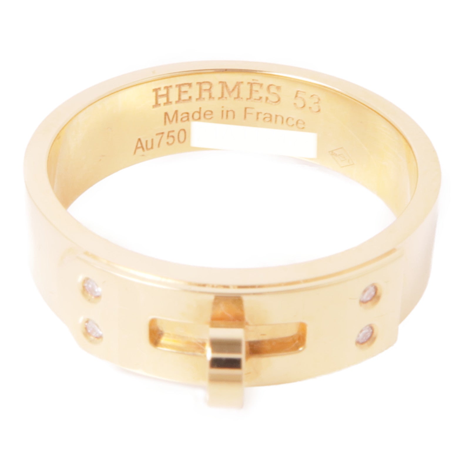 HERMES 18K玫瑰金/鑽石Kelly Diamond Ring戒指Hermes#53/US#6.5