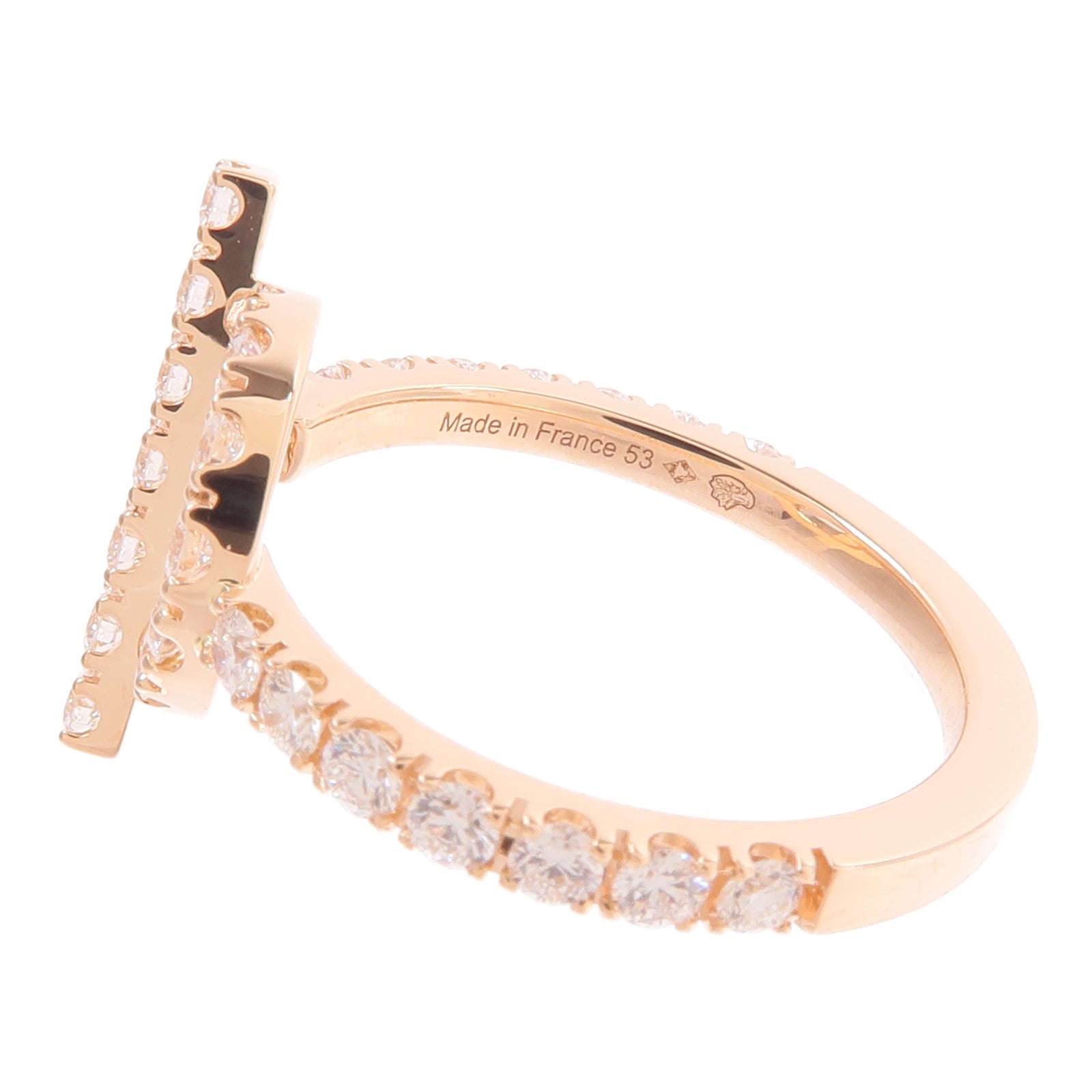 HERMES 18K玫瑰金Finesse Ring鑽石戒指
