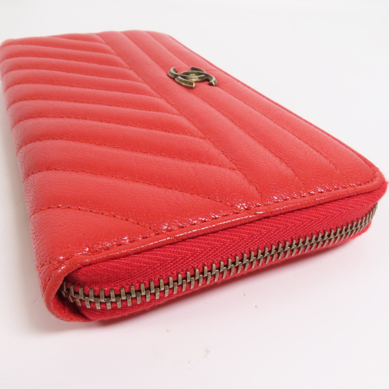 CHANEL 牛皮皮革Long Wallet金扣長錢包