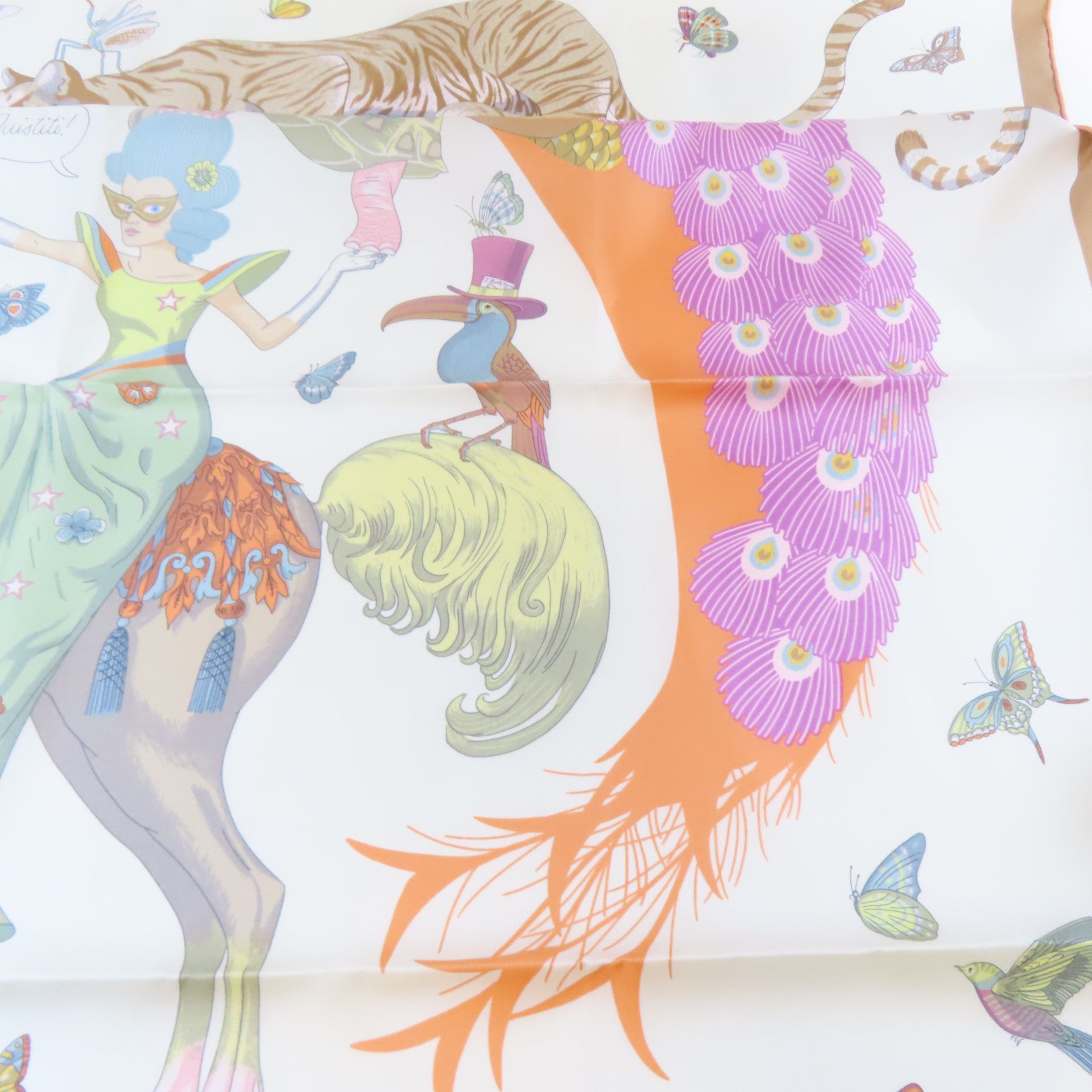 HERMES 【激減優惠】絲質Scarf絲巾白色/啡色/紫色/橙色