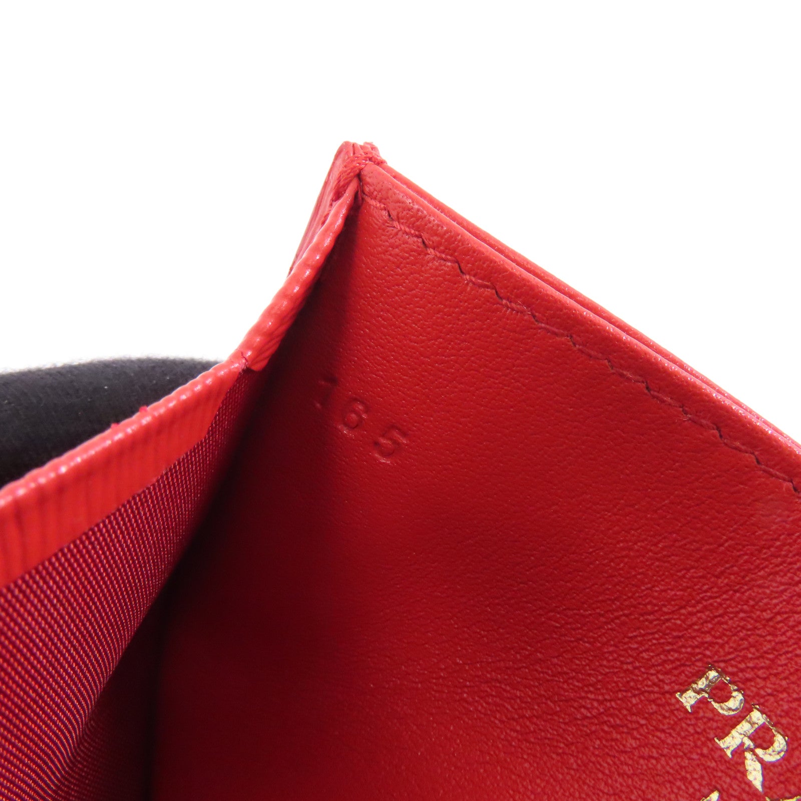 PRADA 牛皮皮革Card Case金扣卡片套紅色