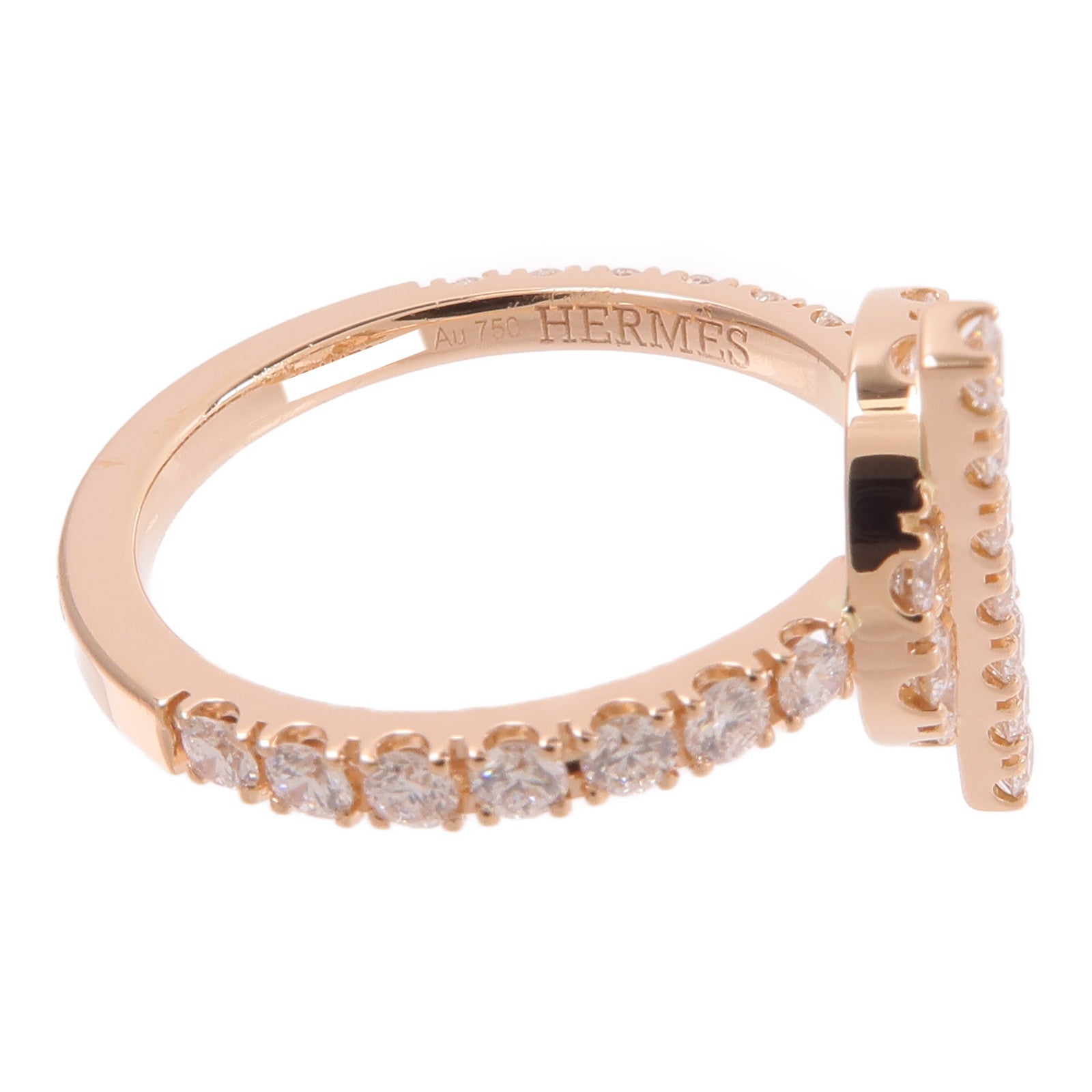 HERMES 18K玫瑰金Finesse Ring鑽石戒指