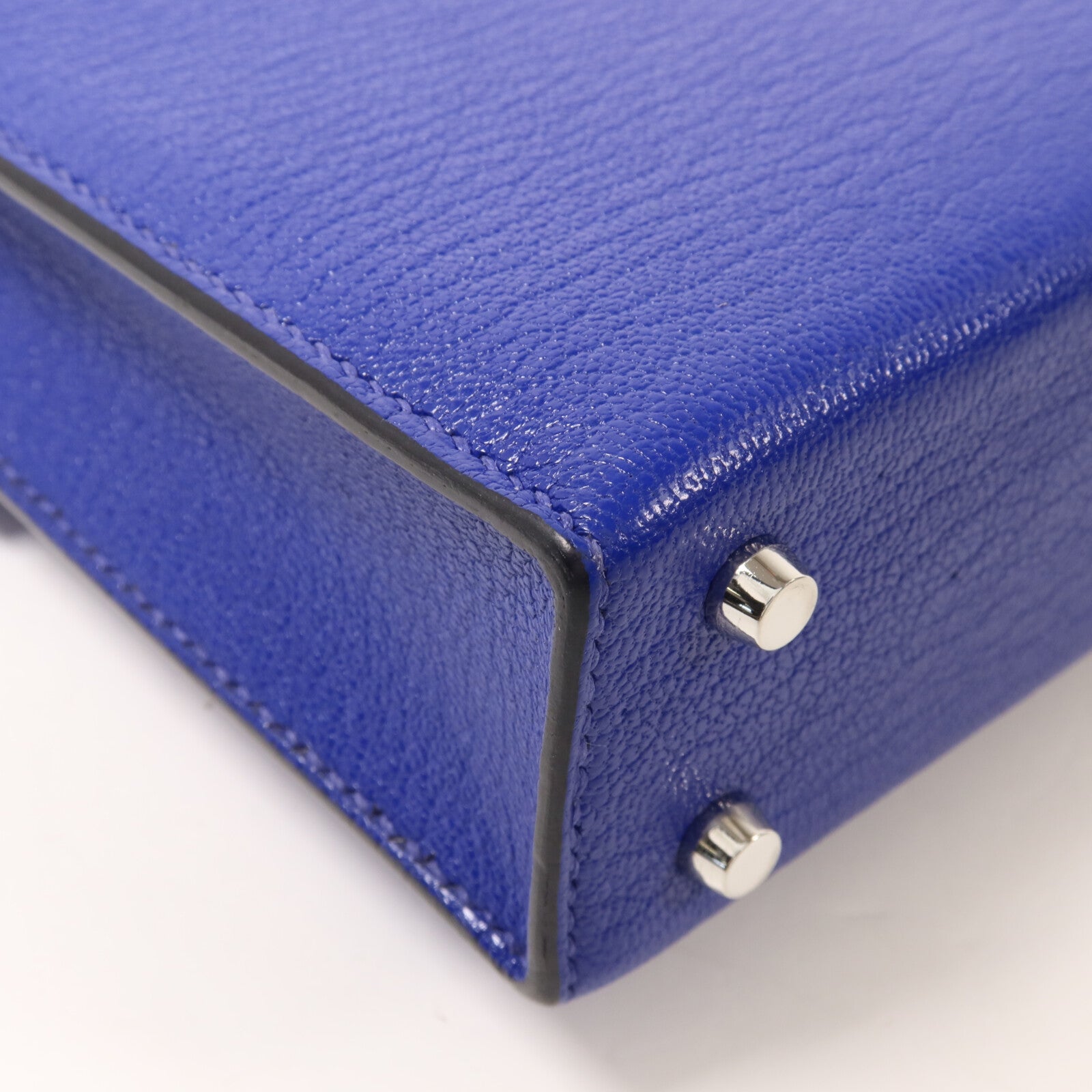 HERMES Chevre皮革Verron Mini鏈帶肩背袋Bleu Electrique