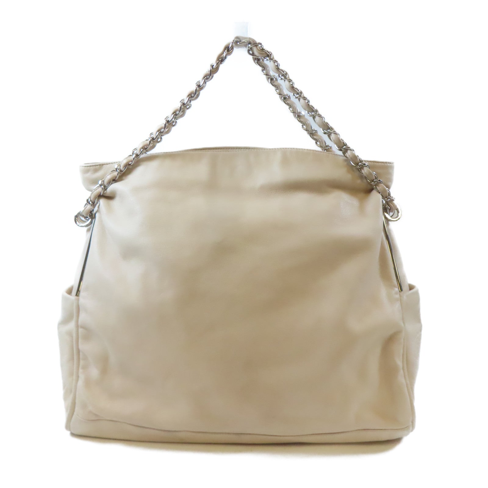 CHANEL (PRICE DOWN) CC SHW Shoulder Bag Lambskin Leather Beige