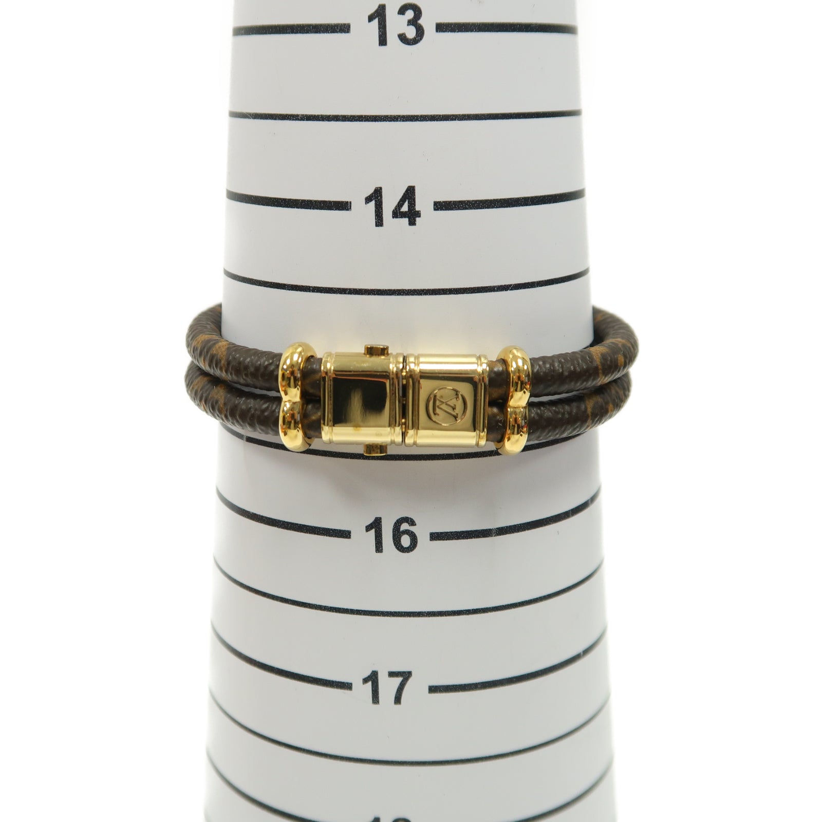 LOUIS VUITTON Monogram/金屬Keep It Time Bangle金扣手鐲啡色