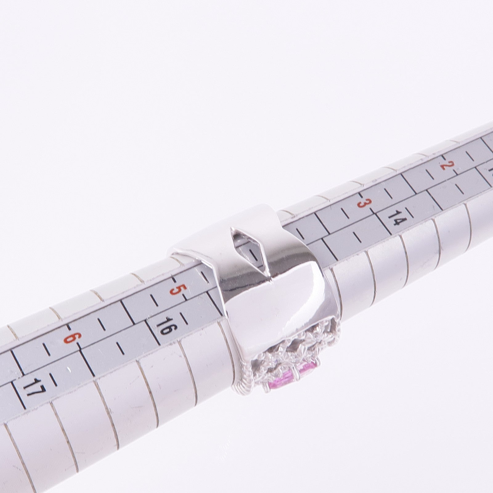 JEWELRY 18K白金Pink Sapphire Diamond Ring粉紅藍寶石/鑽石US#4.5