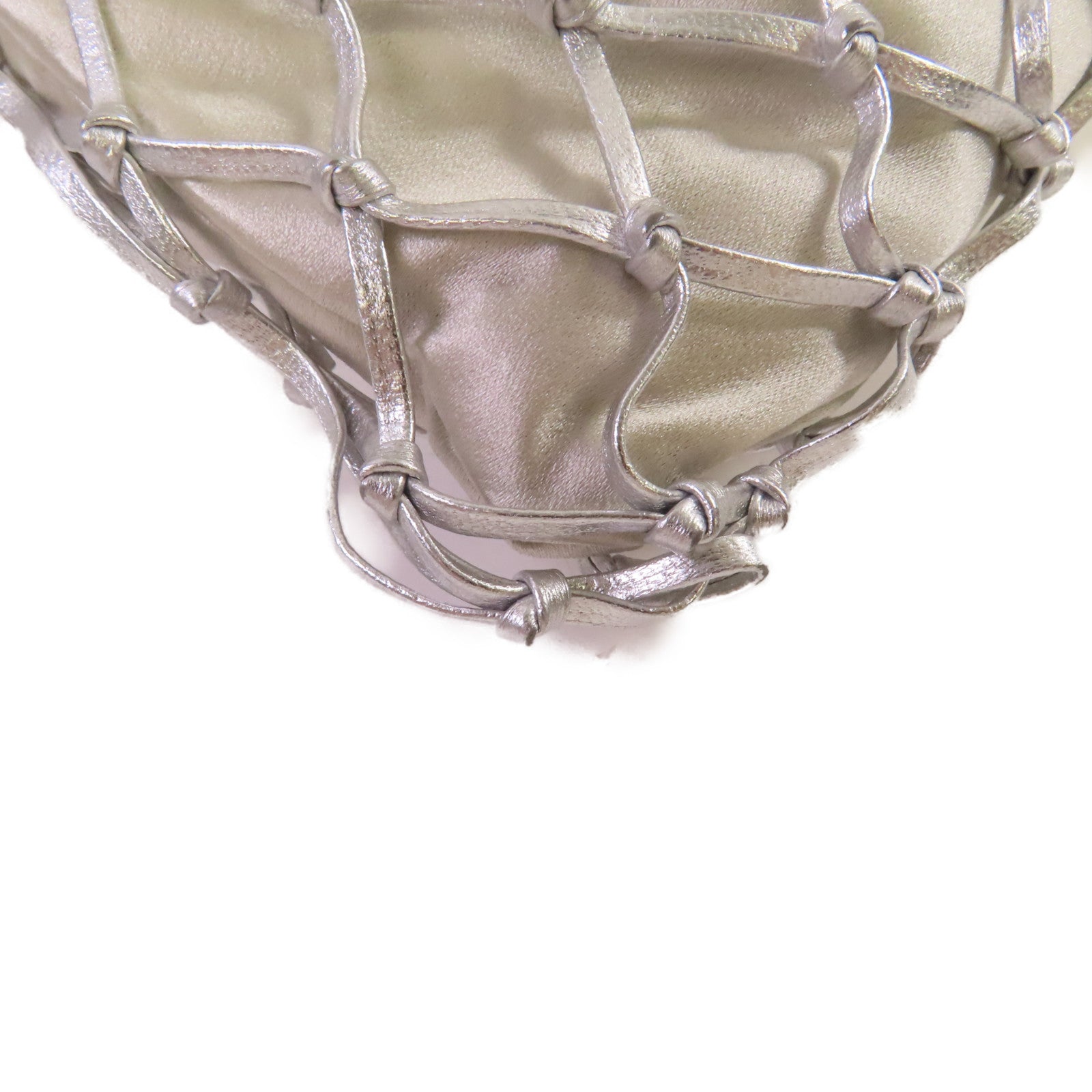 PRADA 緞製/網格Mesh Chain Shoulder Bag鏈帶肩背袋銀色