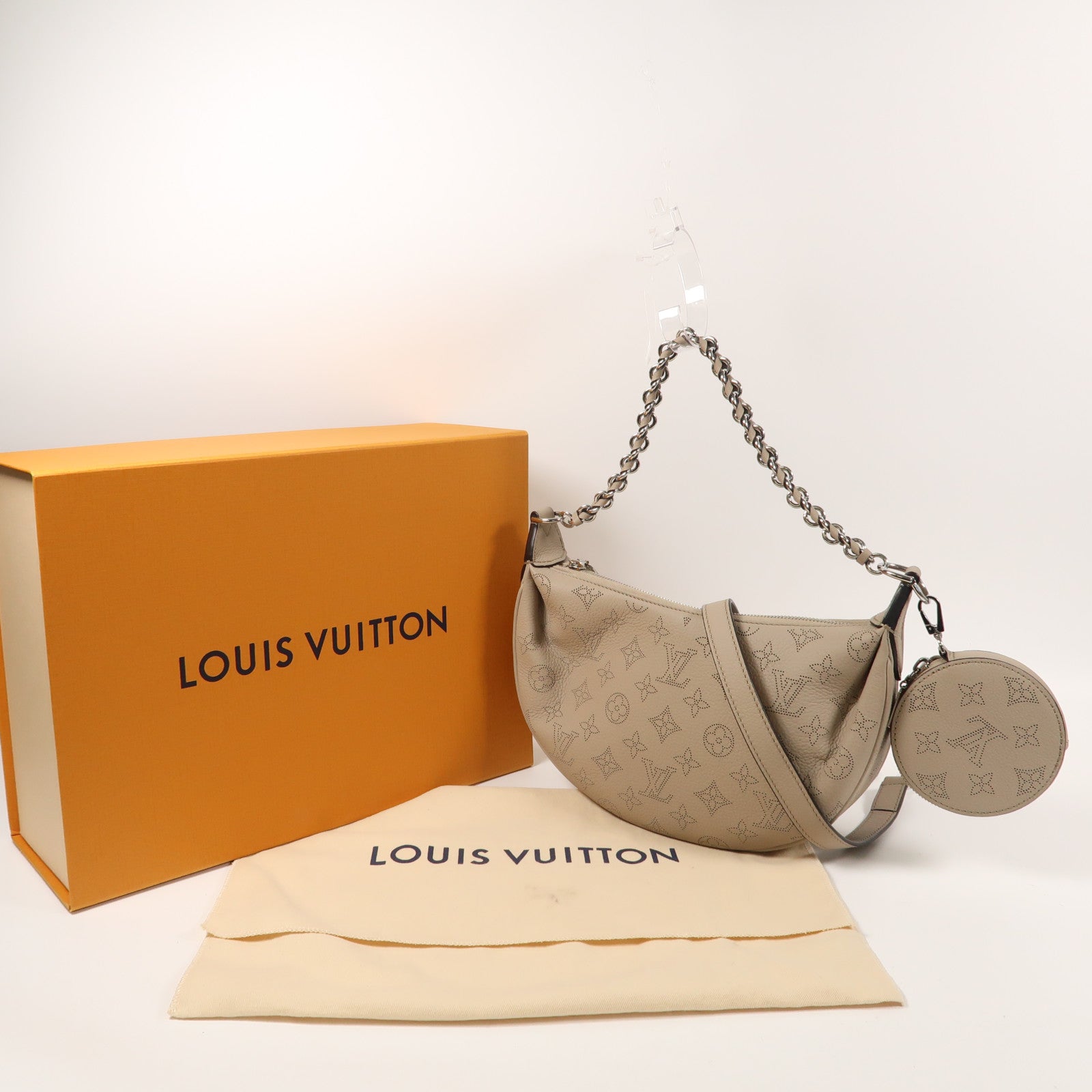 LOUIS VUITTON Mahina Baia PM銀扣手挽肩背兩用袋灰色