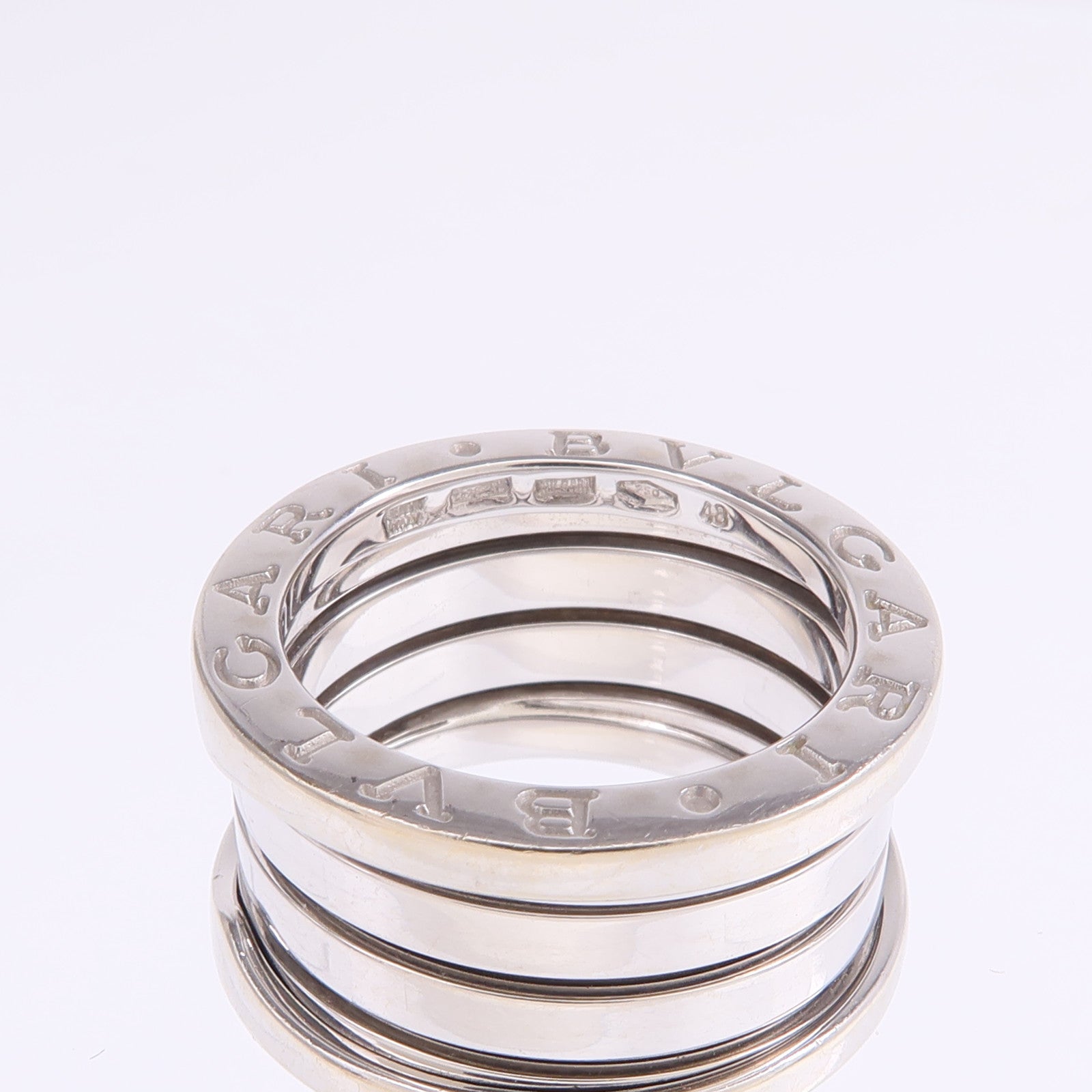BVLGARI 18K白金B.zero1 4 Band戒指Bvlgari#48/US#4.25