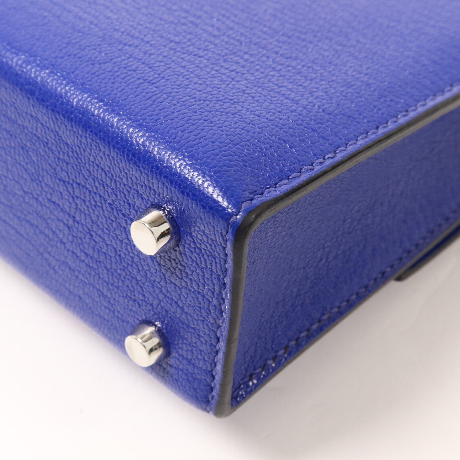 HERMES Chevre皮革Verron Mini鏈帶肩背袋Bleu Electrique
