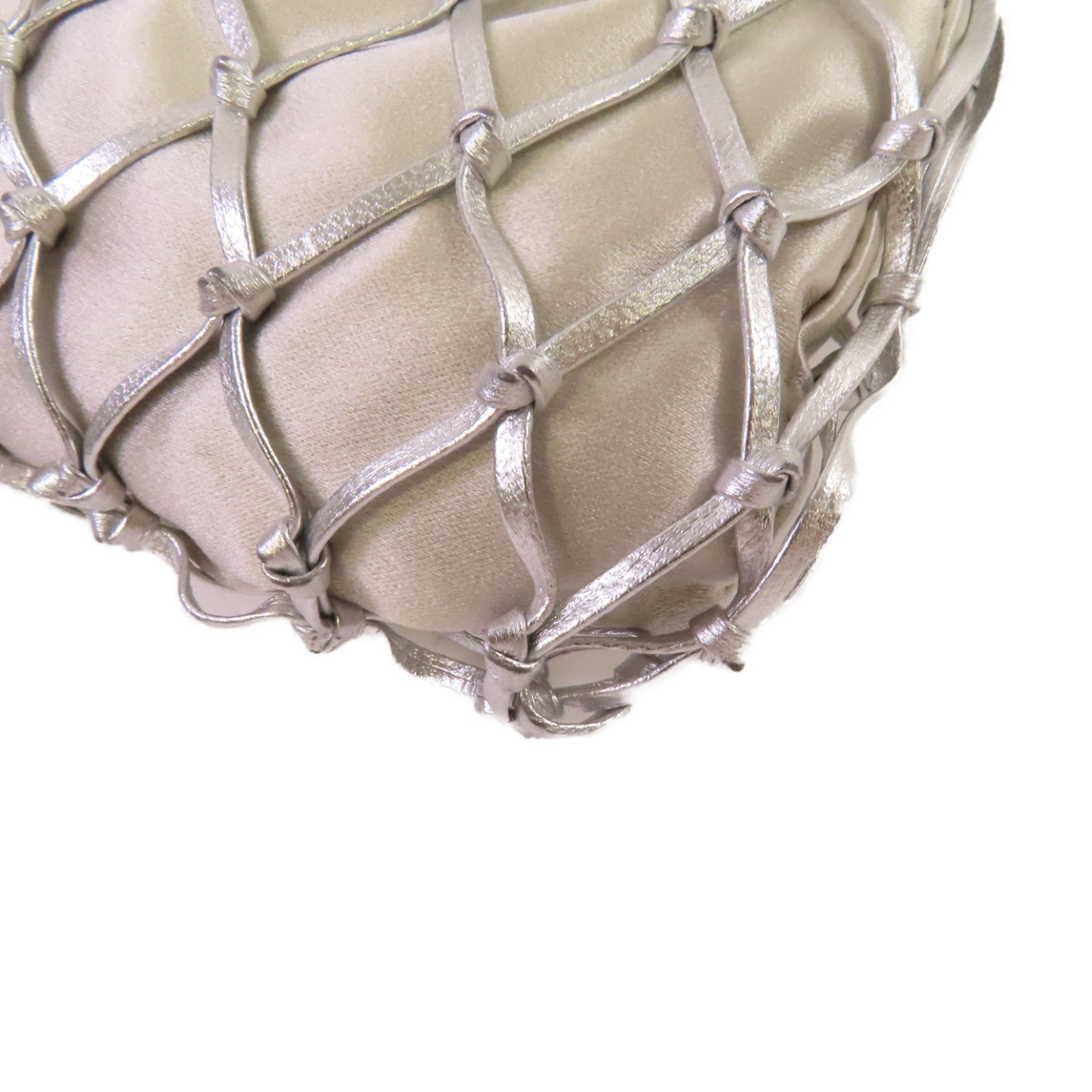PRADA 緞製/網格Mesh Chain Shoulder Bag鏈帶肩背袋銀色