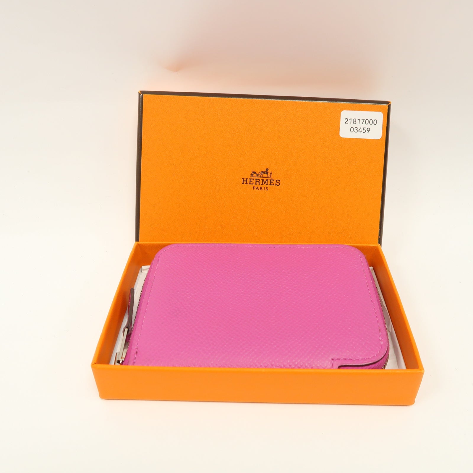 HERMES Epsom皮革Azap Card Holder Wallet銀扣卡片套玫瑰紫色