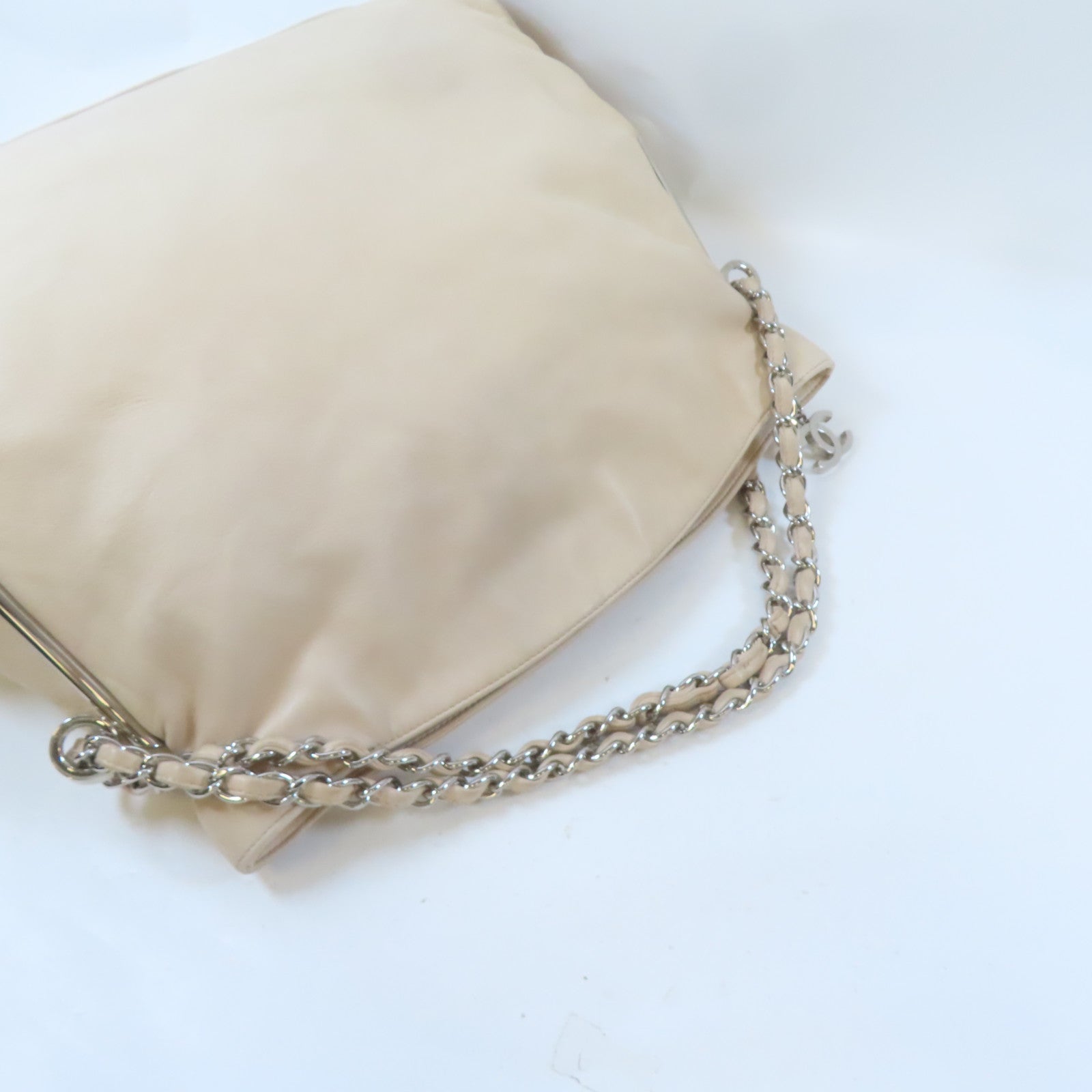 CHANEL (PRICE DOWN) CC SHW Shoulder Bag Lambskin Leather Beige