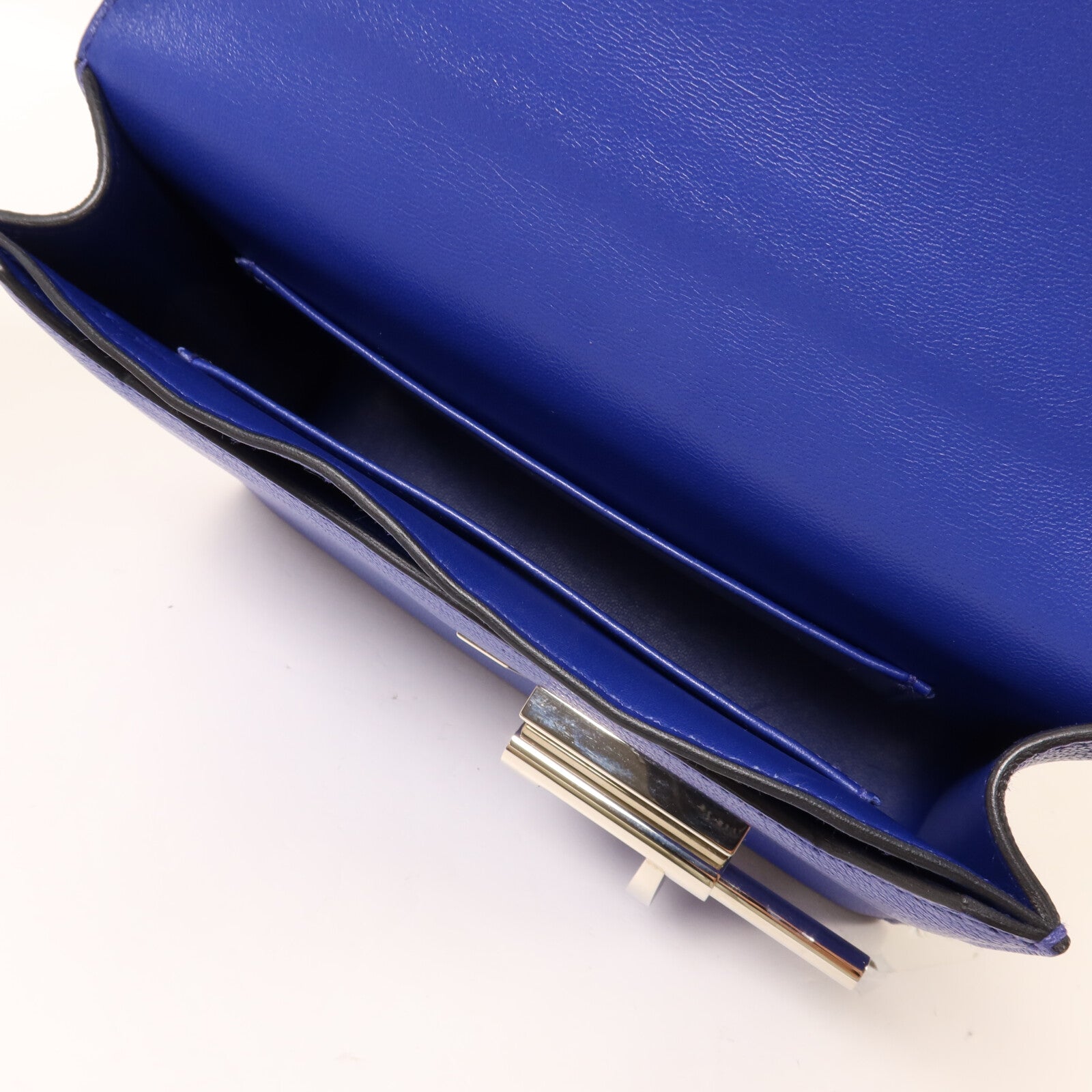 HERMES Chevre皮革Verron Mini鏈帶肩背袋Bleu Electrique