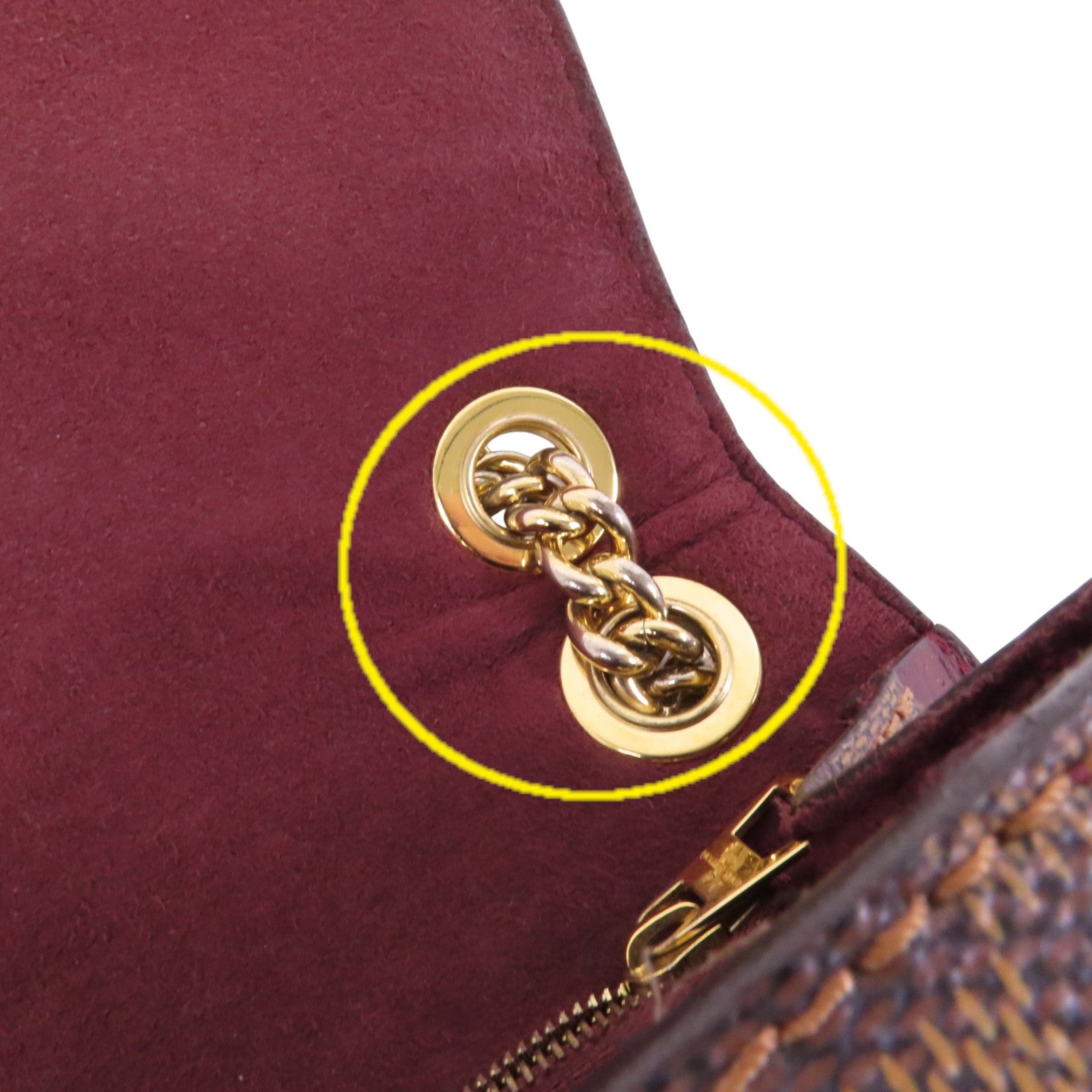 LOUIS VUITTON Damier Ebene Wight金扣鏈帶肩背袋