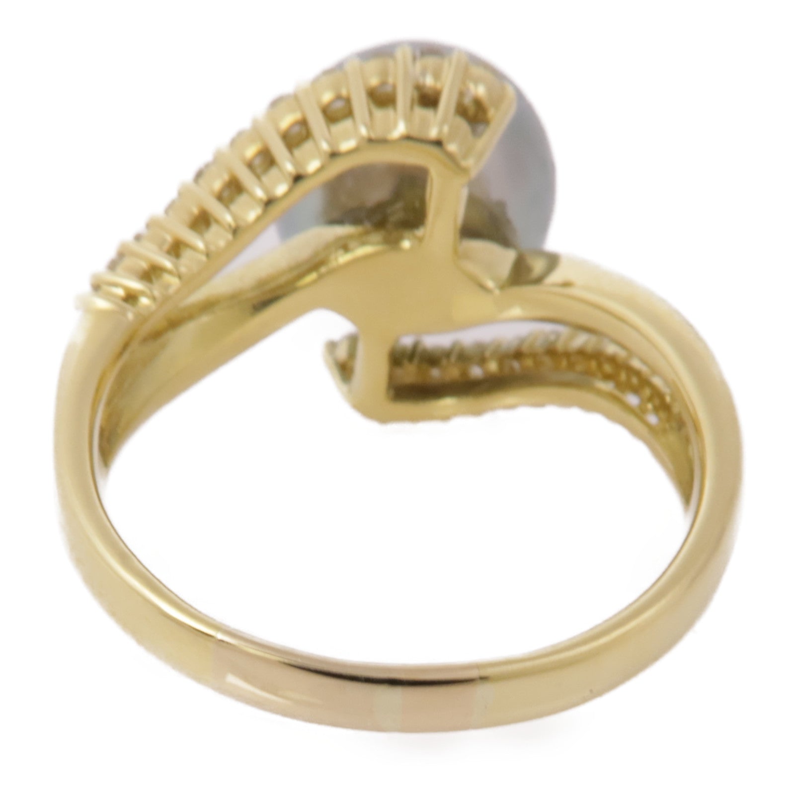 JEWELRY【激減優惠】 18K黃金Tahitian Pearl Diamond Ring大溪地珍珠/鑽石戒指US#9