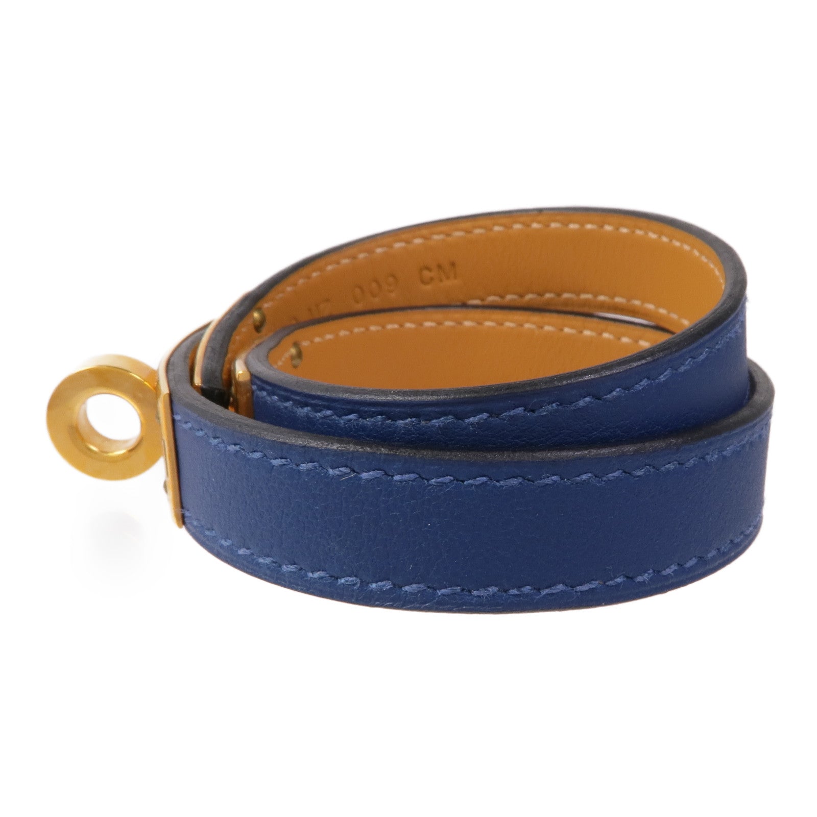 HERMES Swift皮革Kelly Double Tour Bracelet手鏈S7 Bleu De Galice