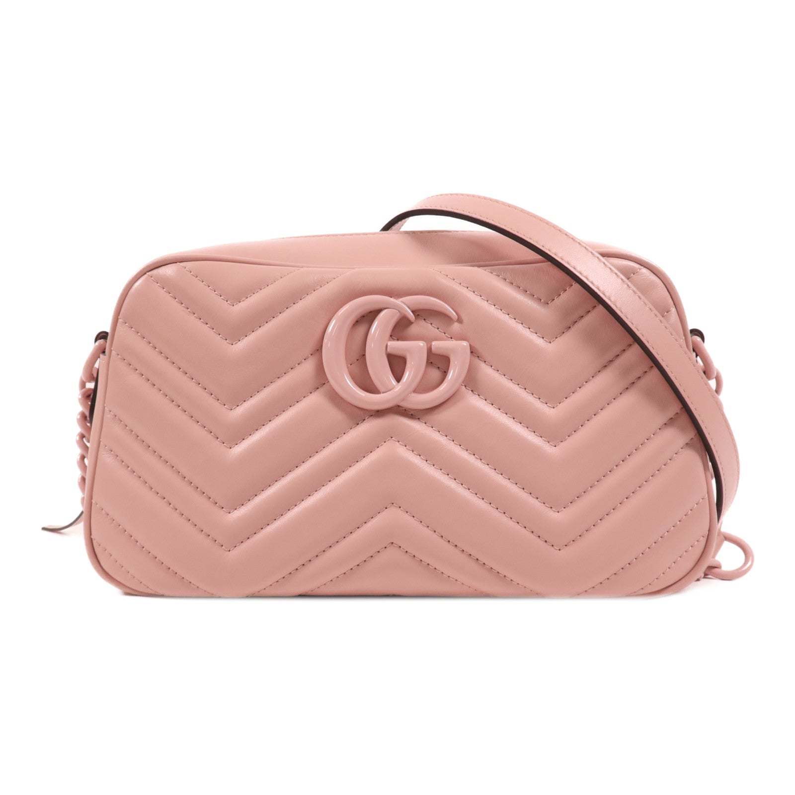 GUCCI 牛皮皮革GG Marmont銀扣肩背袋