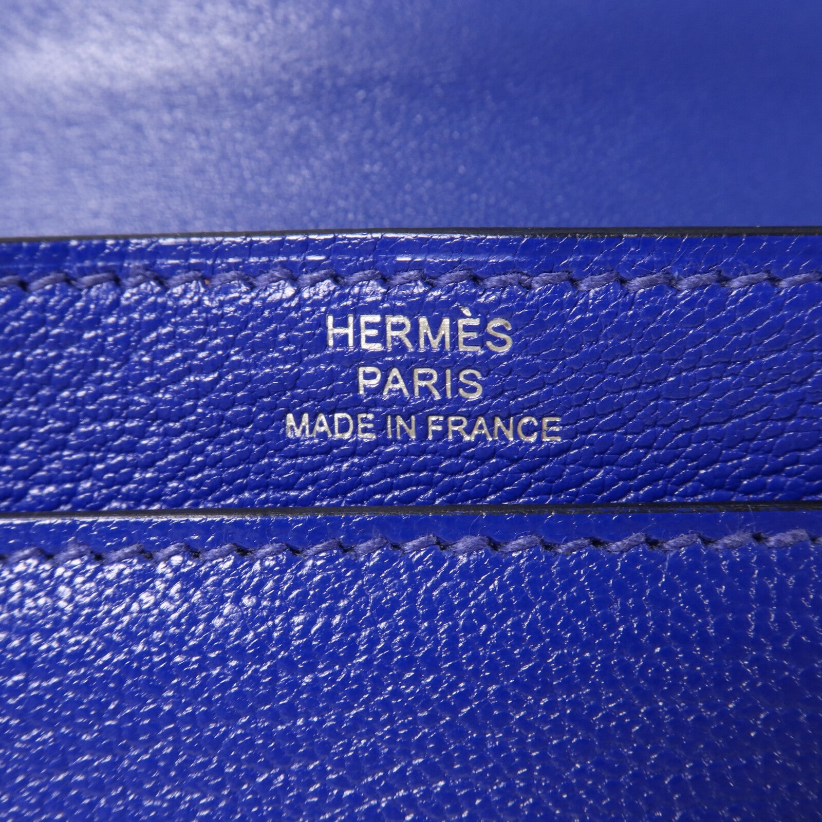 HERMES Chevre皮革Verron Mini鏈帶肩背袋Bleu Electrique
