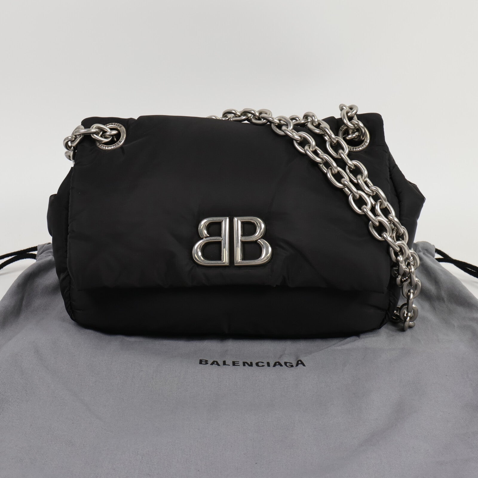 BALENCIAGA 尼龍Monaco Mini Chain Shoulder鏈帶肩背袋