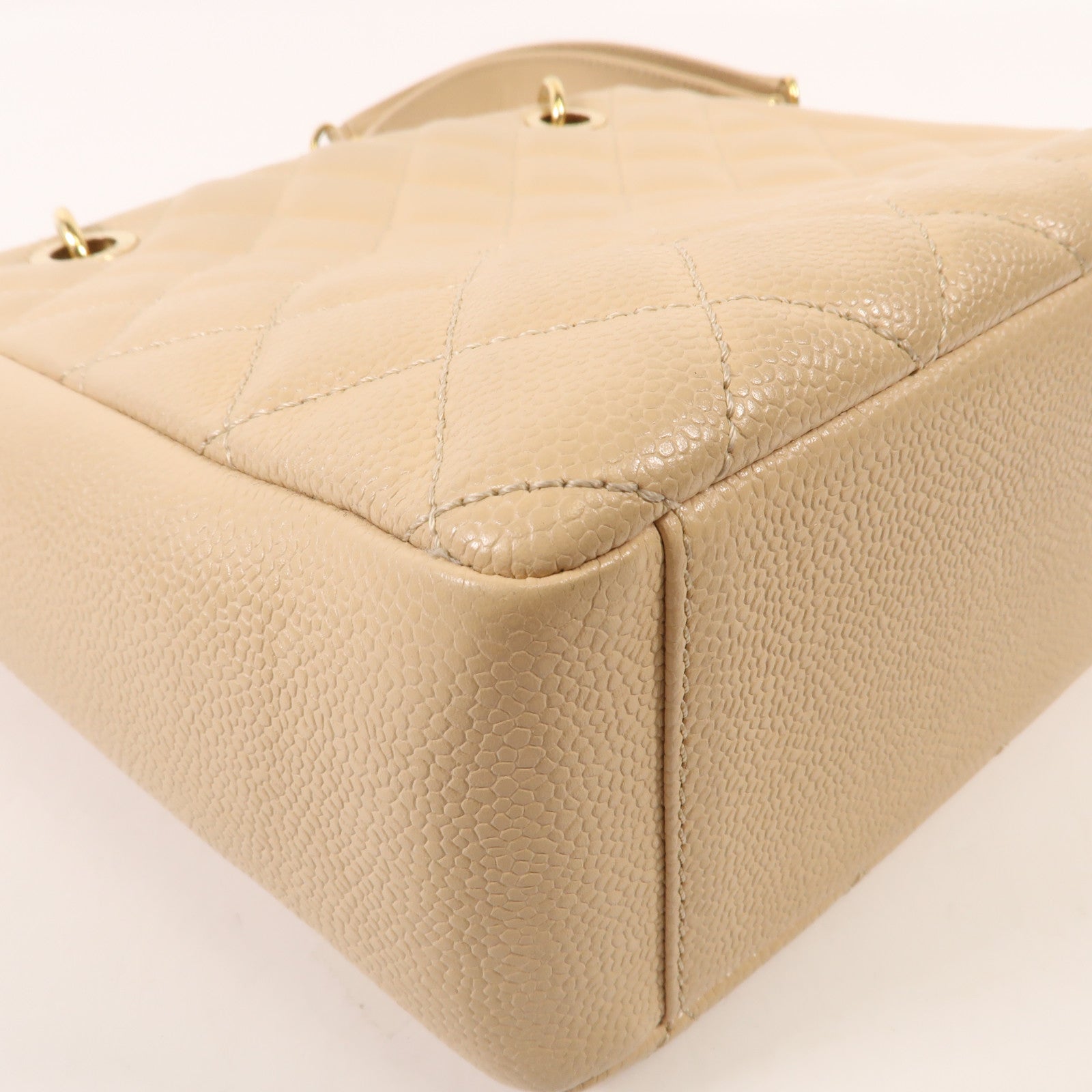 CHANEL 牛皮皮革PST Petite Shopping Tote Bag金扣鏈帶肩背袋