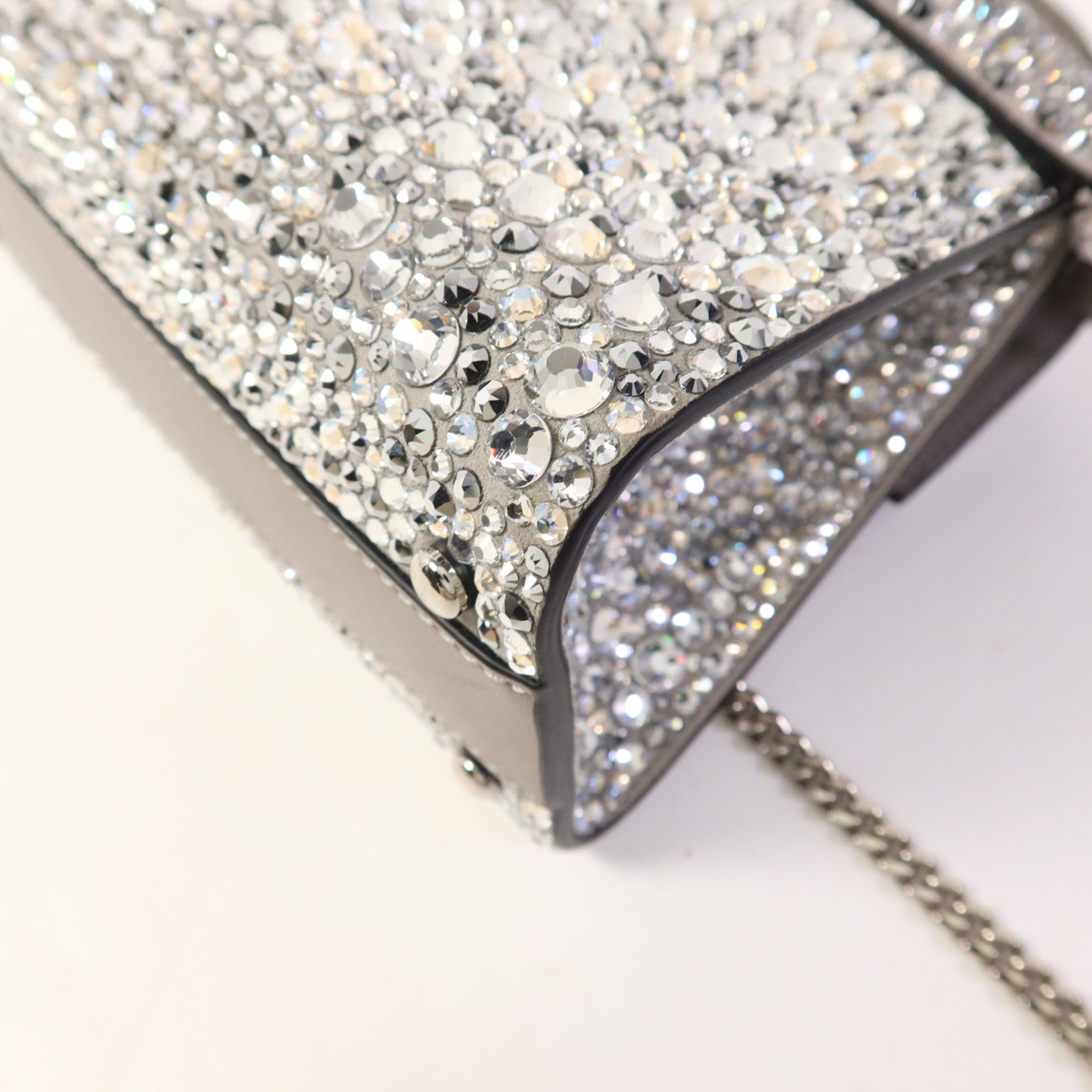 Valentino 牛皮皮革/水晶2 Way Shoulder Bag銀扣手挽肩背兩用袋