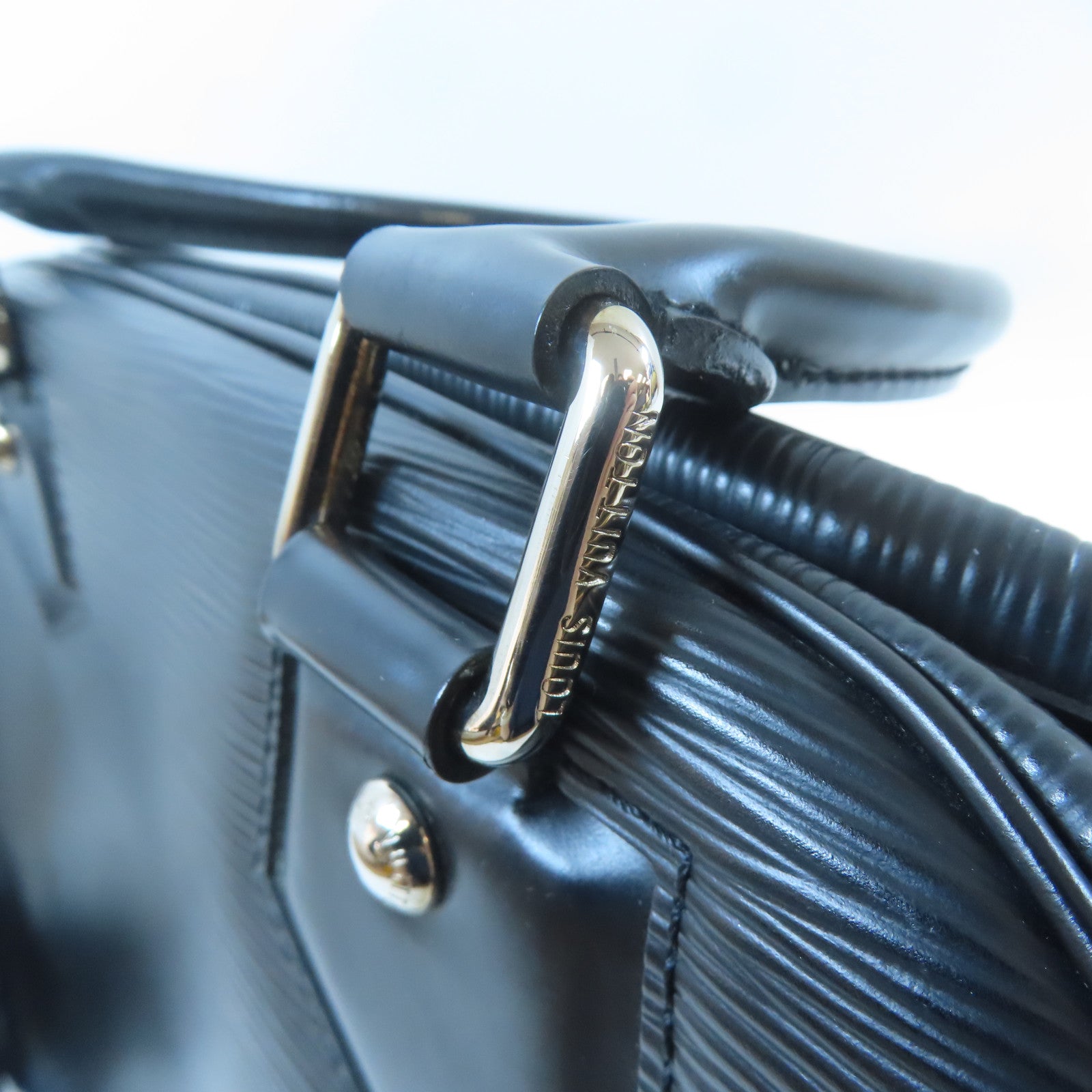 LOUIS VUITTON Epi Bowling Montaigne PM銀扣手挽袋黑色