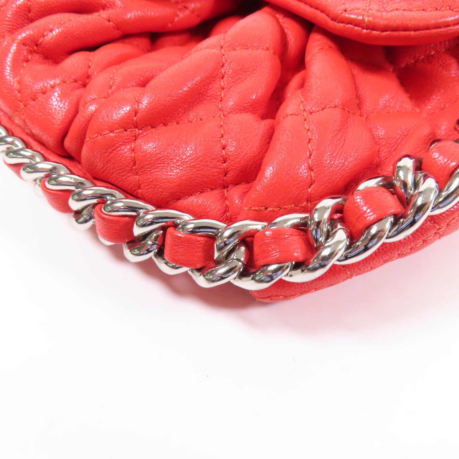 CHANEL 牛皮皮革Shoulder Bag銀扣鏈帶肩背袋