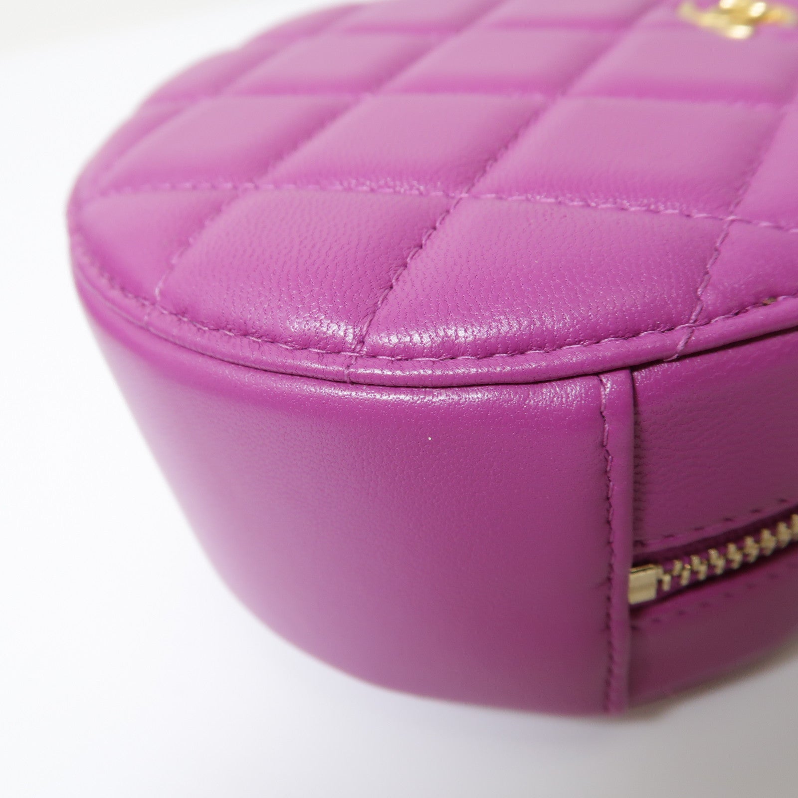 CHANEL 【激減優惠】菱格羊皮皮革Round Chain Shoulder Bag金扣鏈帶肩背袋紫色