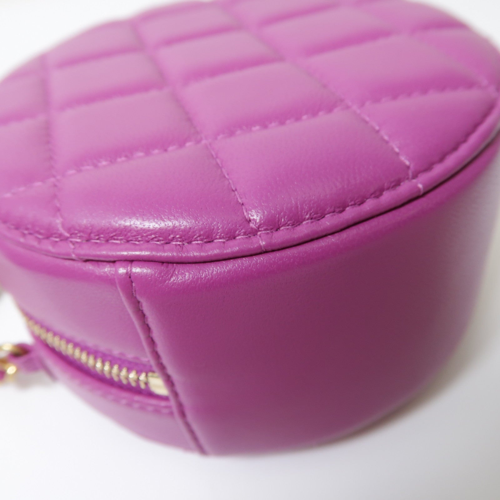 CHANEL 【激減優惠】菱格羊皮皮革Round Chain Shoulder Bag金扣鏈帶肩背袋紫色