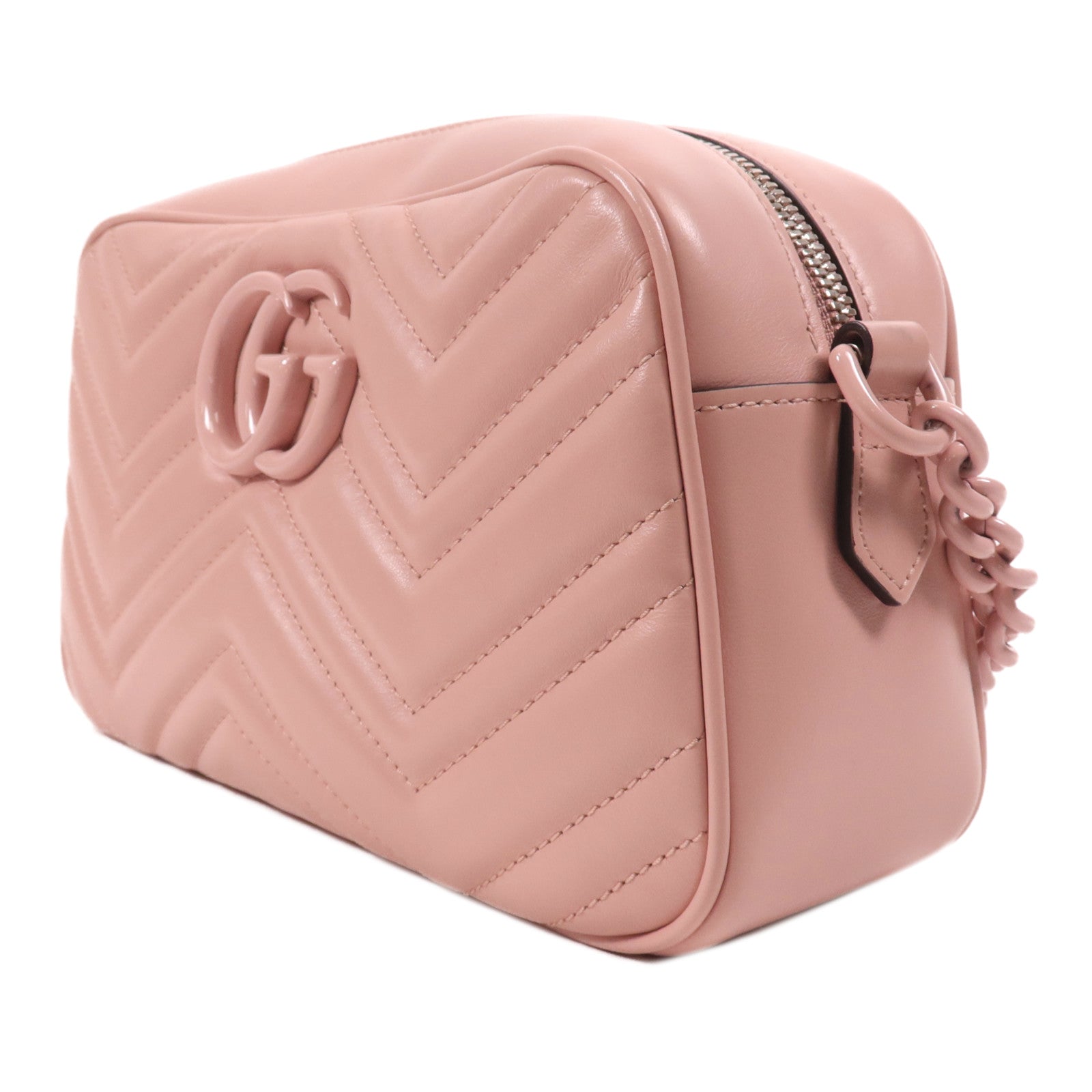GUCCI 牛皮皮革GG Marmont銀扣肩背袋