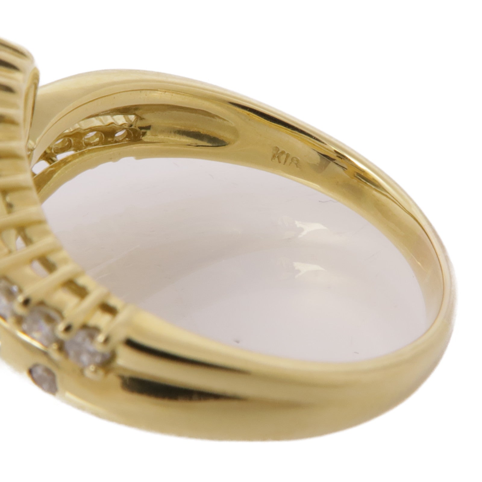 JEWELRY【激減優惠】 18K黃金Tahitian Pearl Diamond Ring大溪地珍珠/鑽石戒指US#9