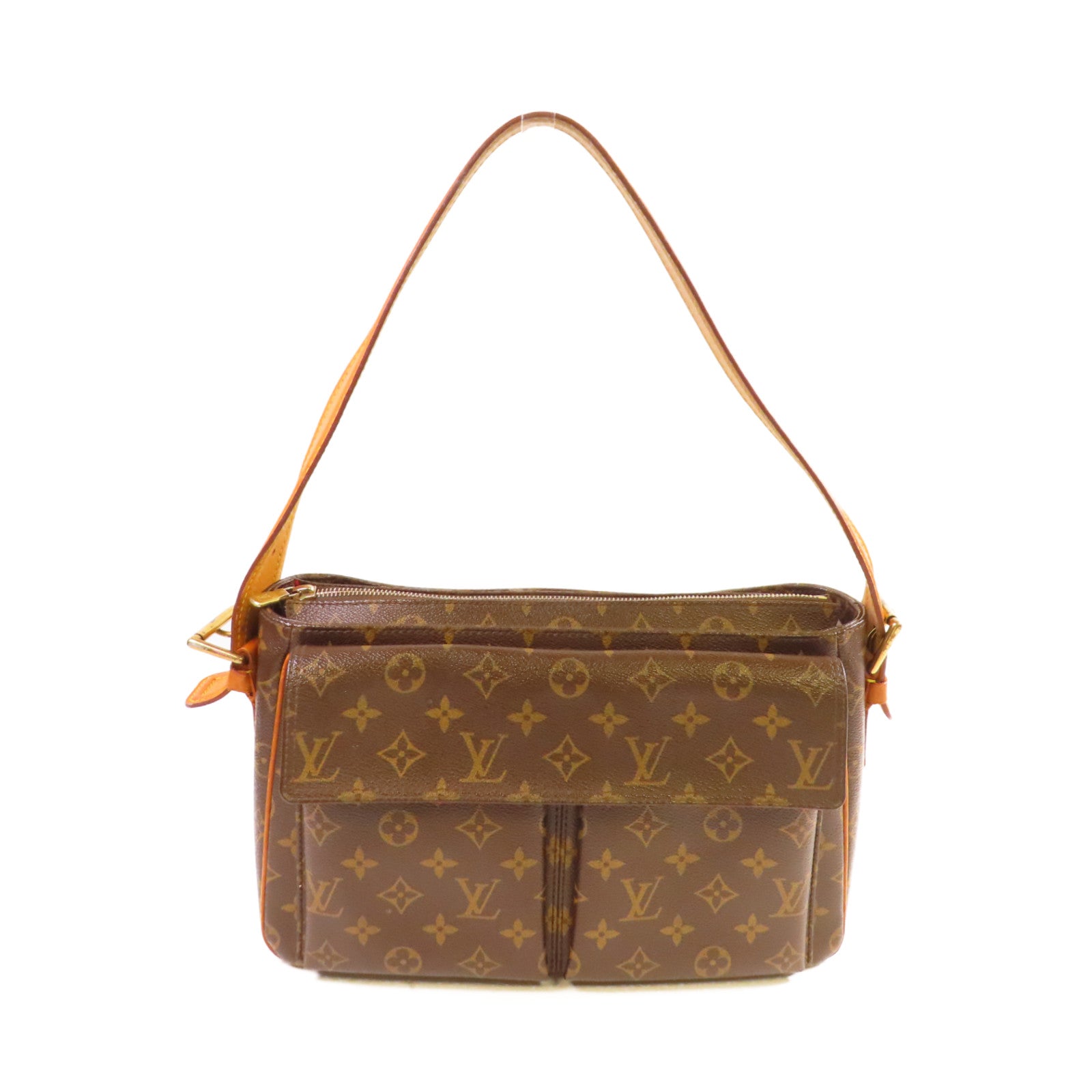 LOUIS VUITTON Monogram Viva Cite GM Shoulder Bag金扣肩背袋啡色