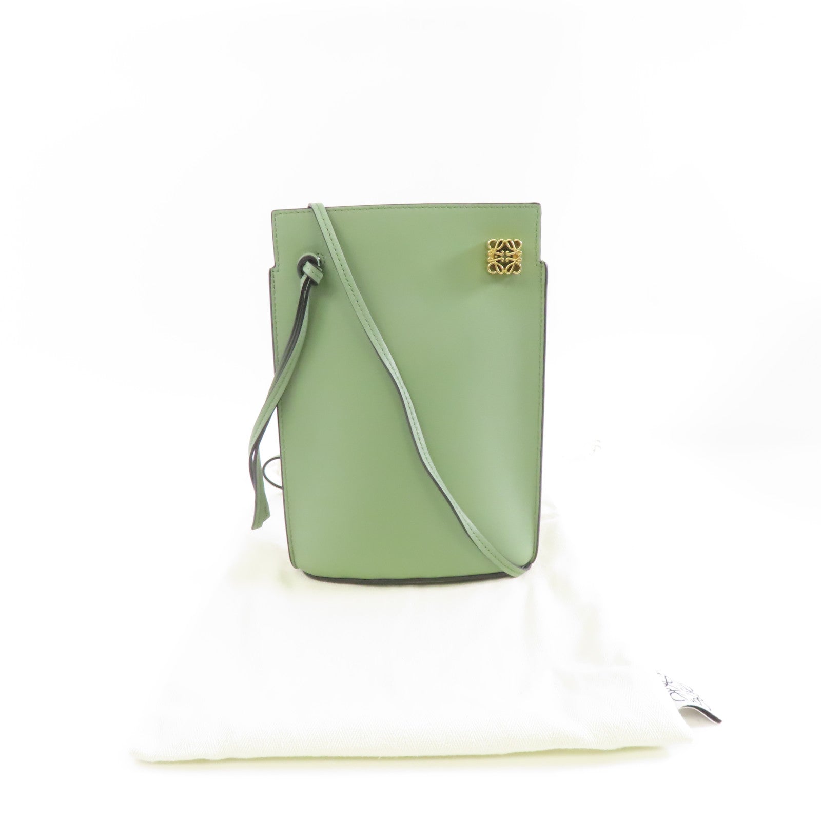 LOEWE 牛皮皮革Pocket In Classic金扣肩背袋綠色