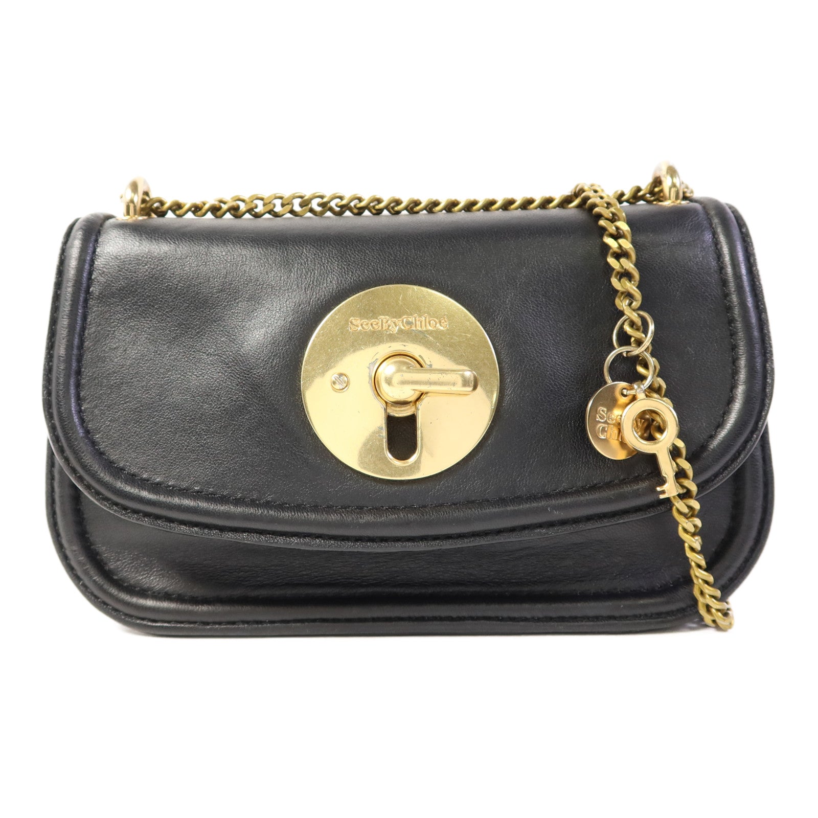 SEE BY CHLOE 【激減優惠】牛皮皮革Chain Shoulder Bag金扣鏈帶肩背袋