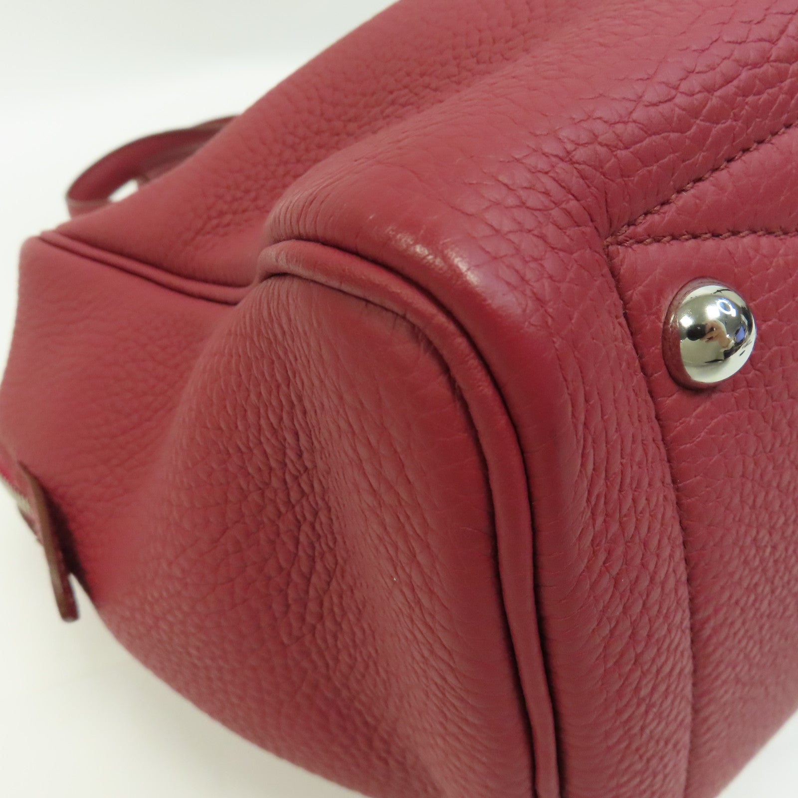 HERMES Clemence皮革Victoria 35銀扣手挽袋紅色
