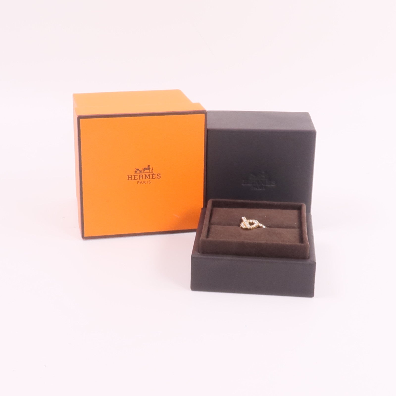 HERMES 18K玫瑰金Finesse Ring鑽石戒指