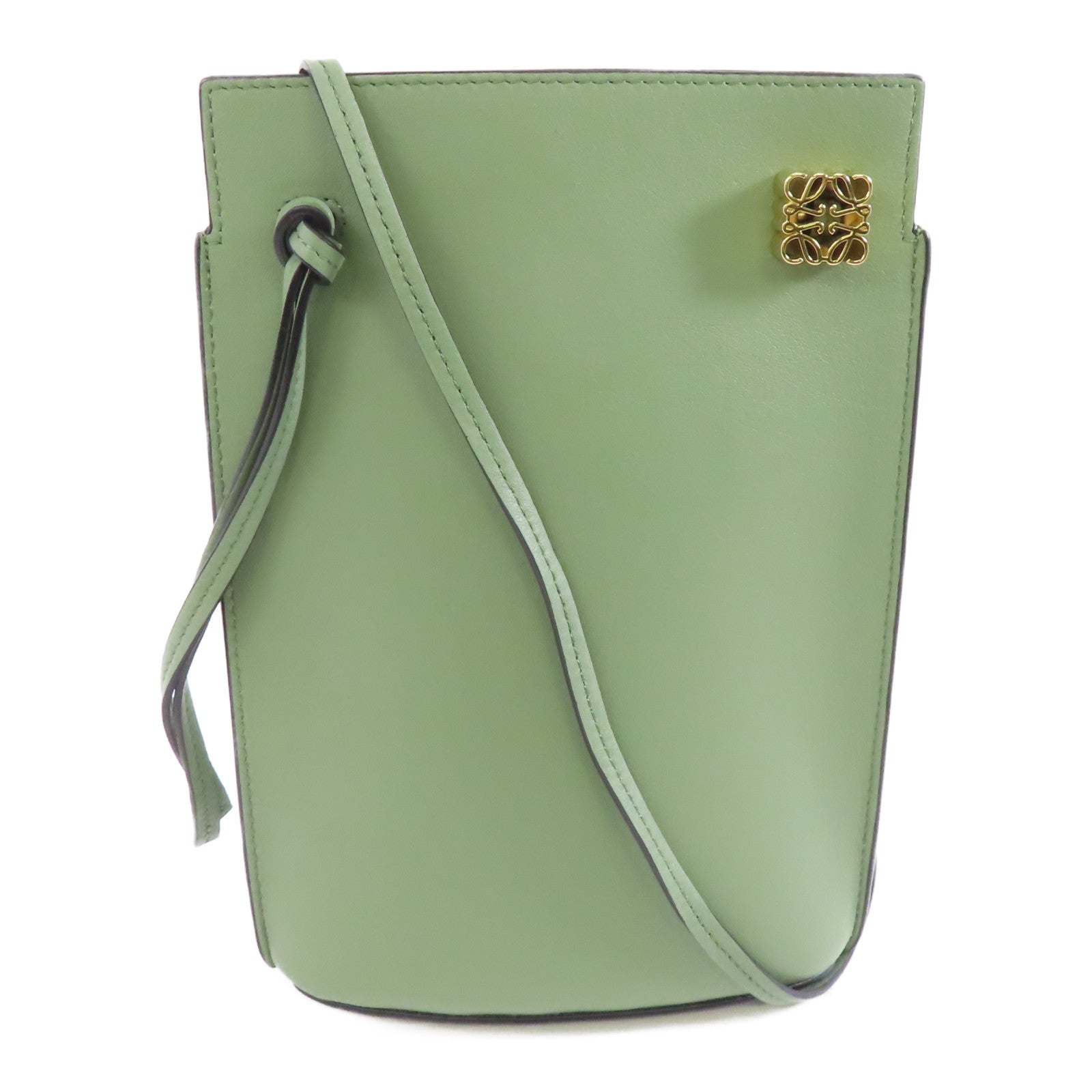 LOEWE 牛皮皮革Pocket In Classic金扣肩背袋綠色