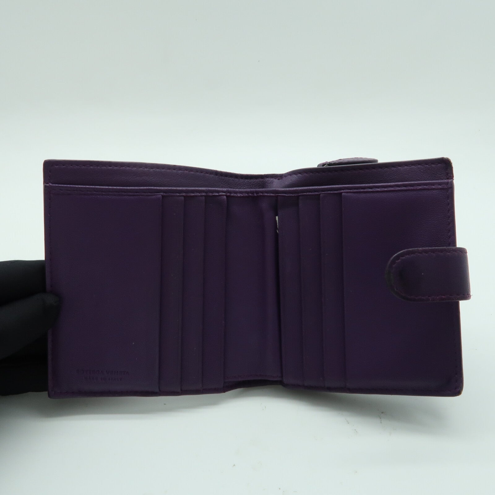 BOTTEGA VENETA 【激減優惠】牛皮皮革Intrecciato Compact French Wallet錢包
