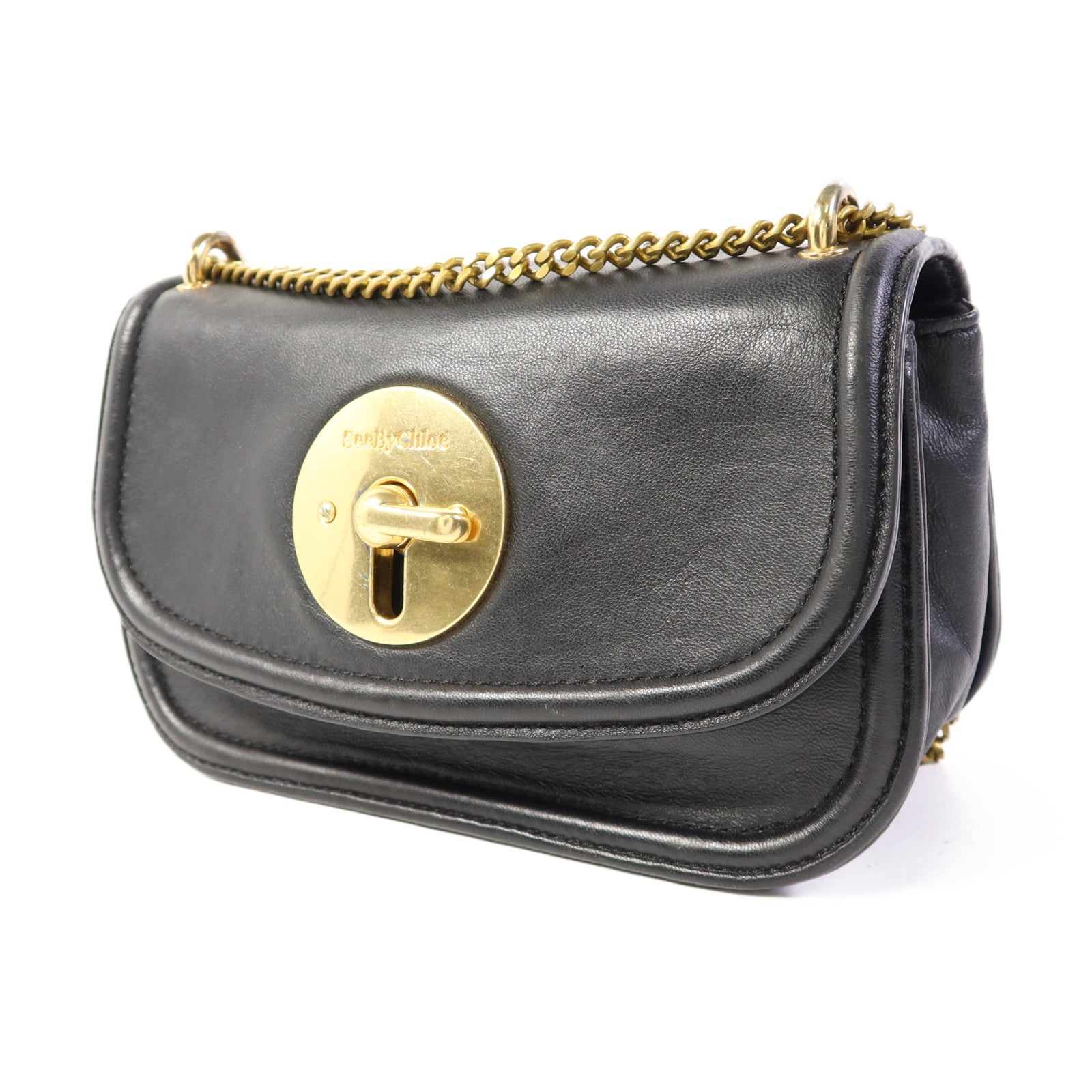 SEE BY CHLOE 【激減優惠】牛皮皮革Chain Shoulder Bag金扣鏈帶肩背袋