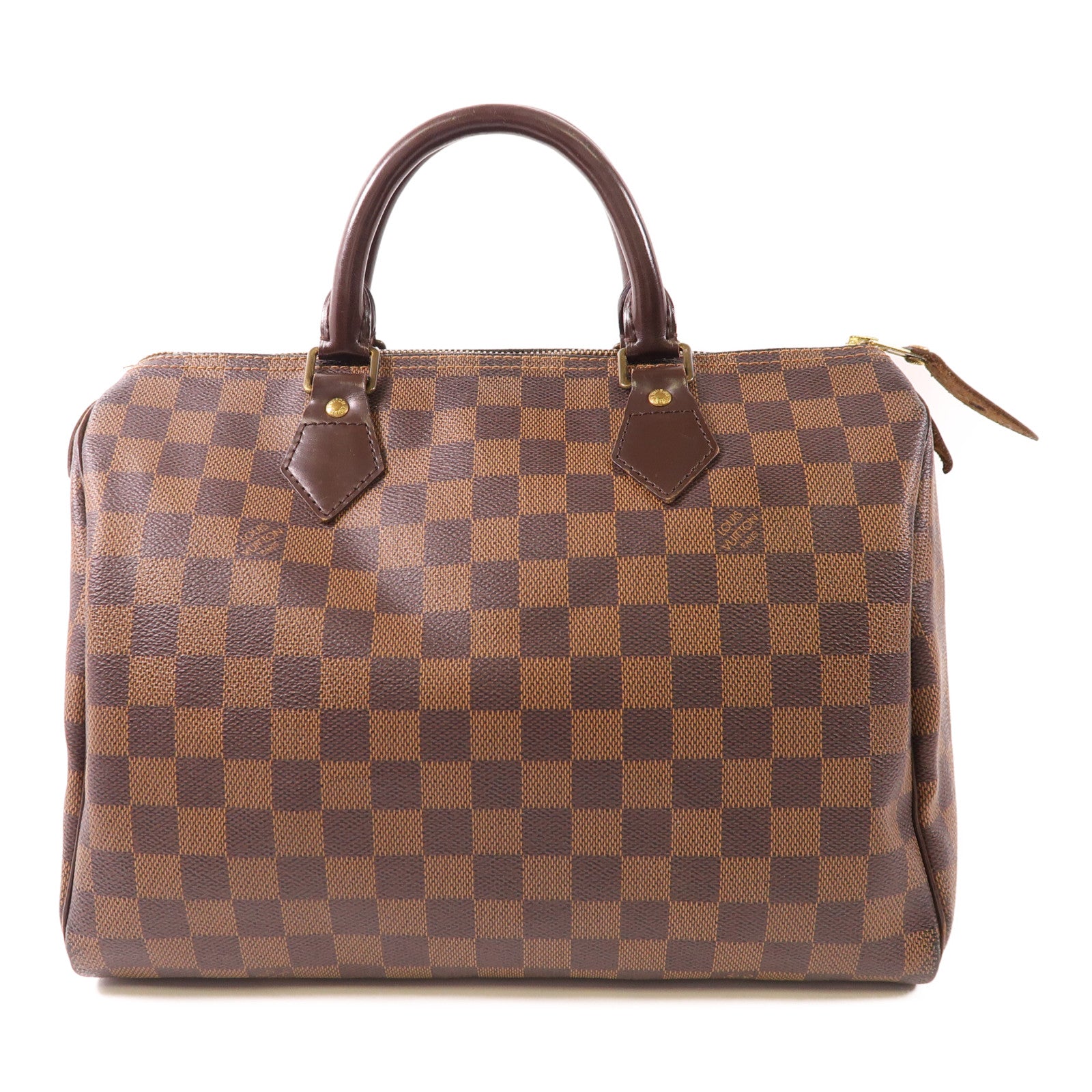 LOUIS VUITTON Damier Speedy 30金扣手挽袋